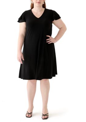 AK Anne Klein Women's Plus Size Midi Dress, Black, 3X