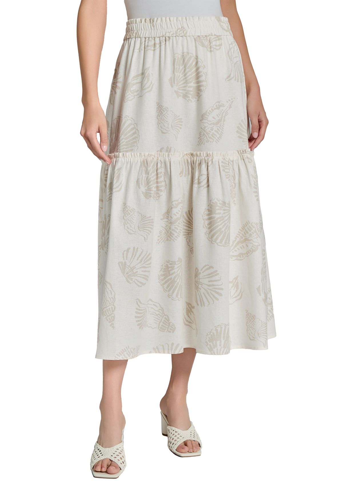 Petite Printed Linen Maxi Skirt
