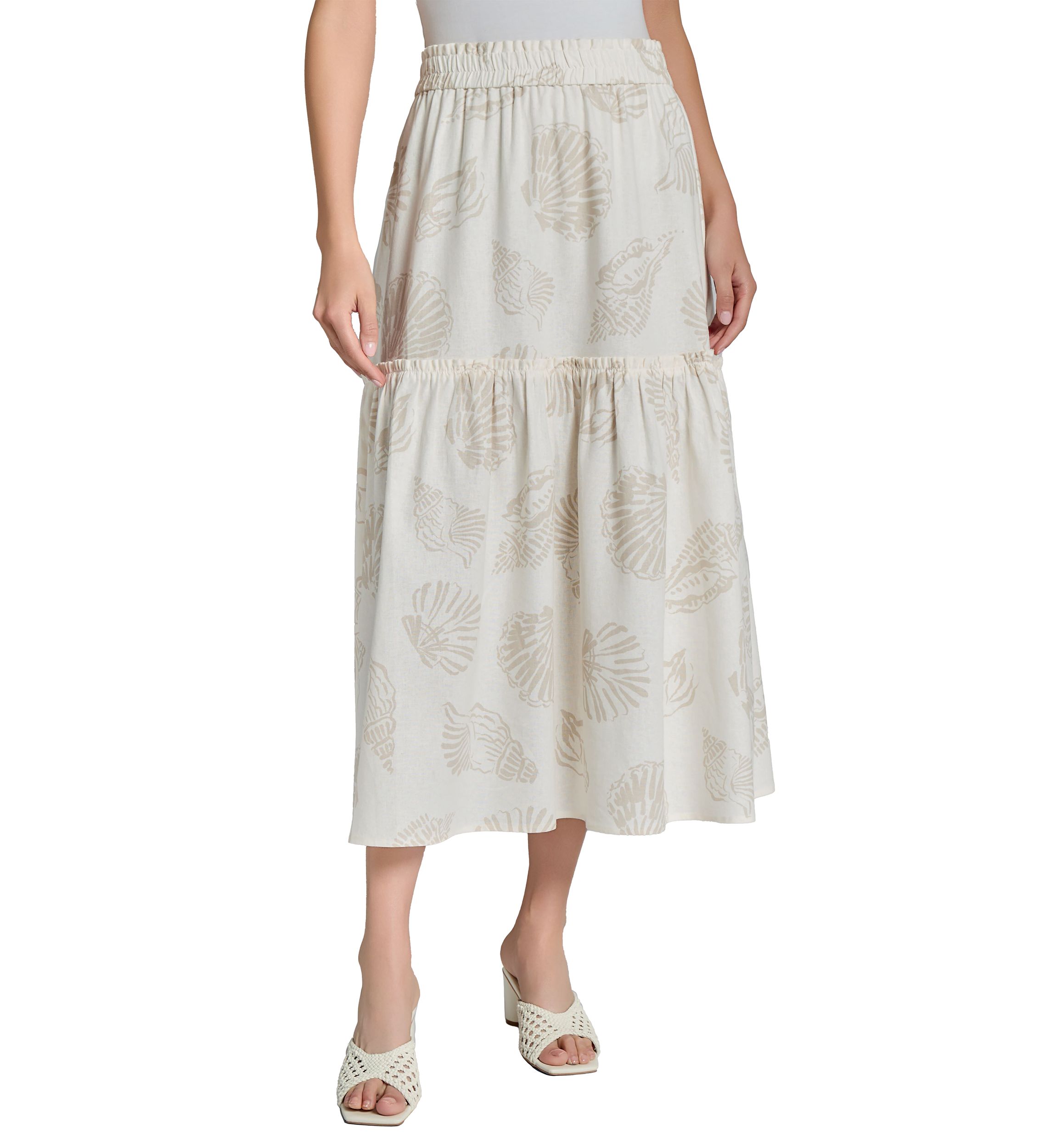 Petite Printed Linen Maxi Skirt