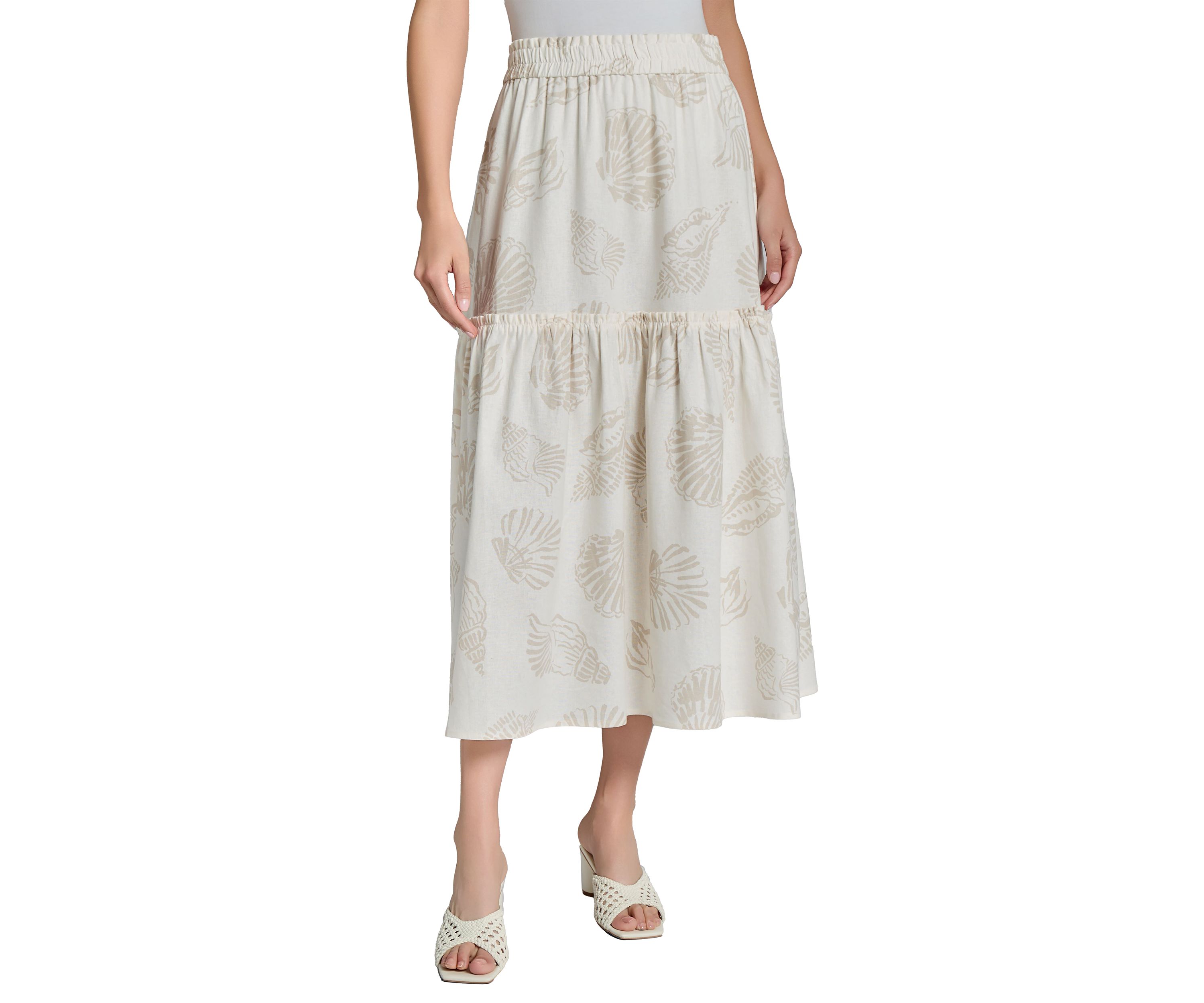 Petite Printed Linen Maxi Skirt
