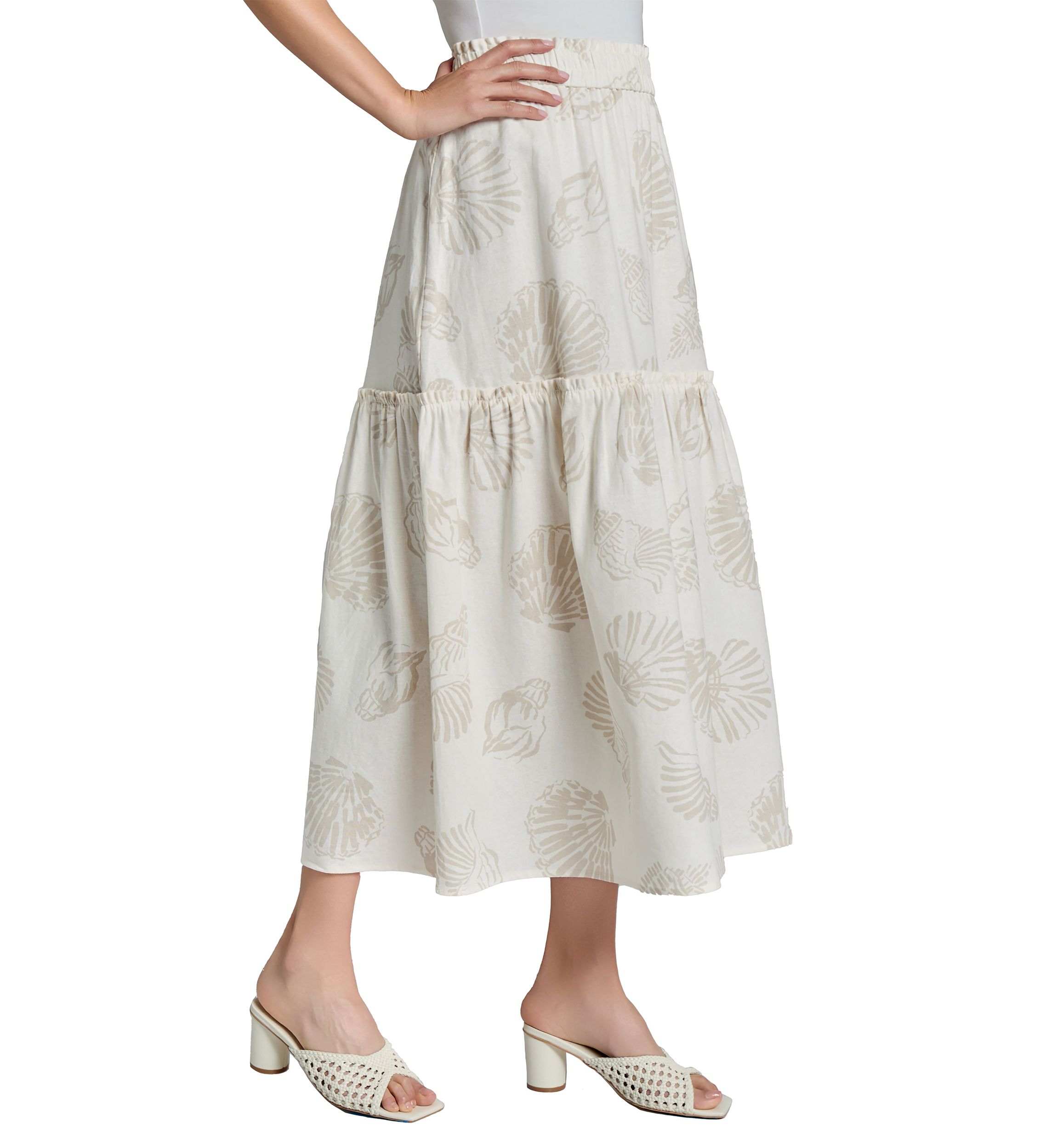 Petite Printed Linen Maxi Skirt