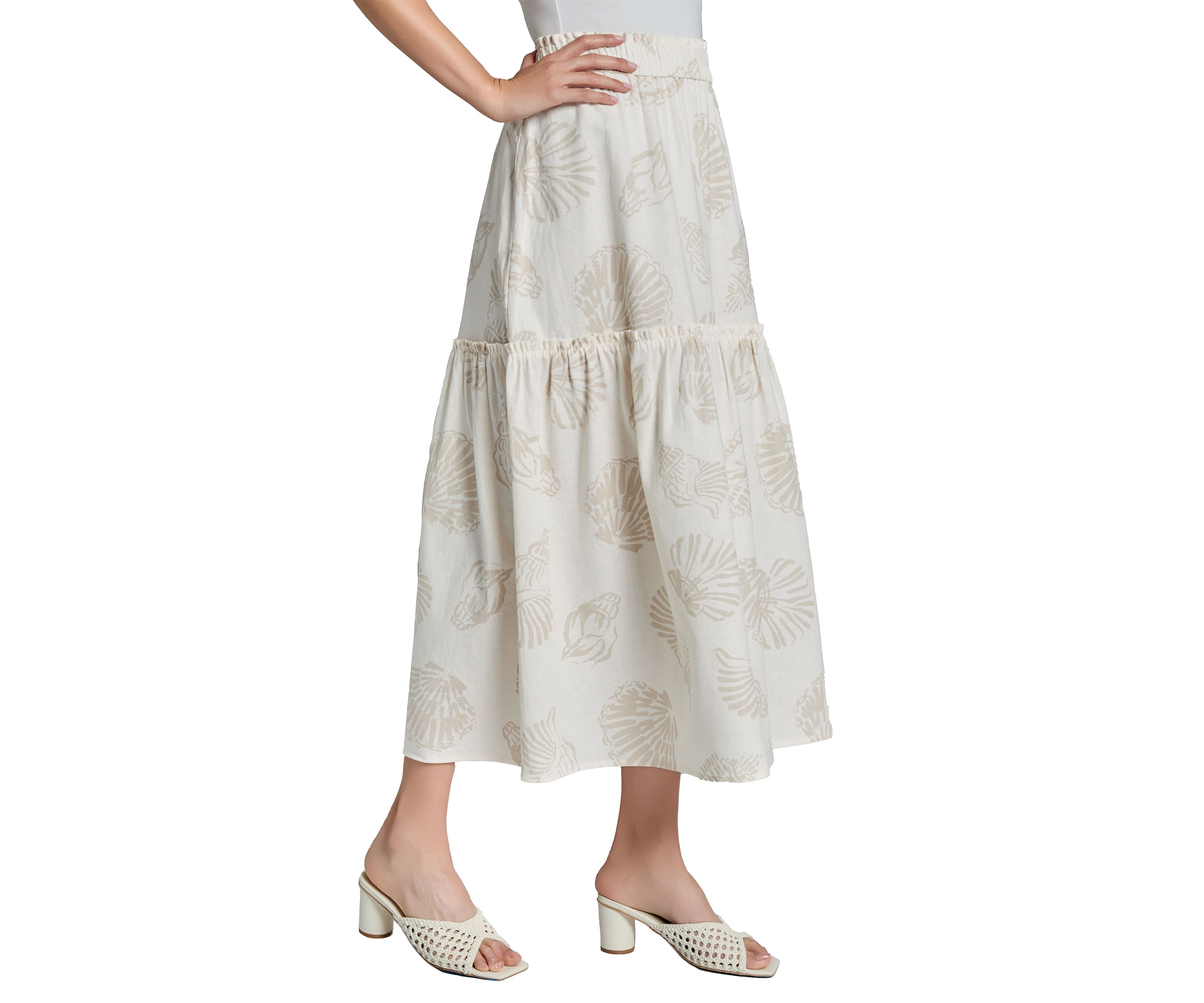 Petite Printed Linen Maxi Skirt