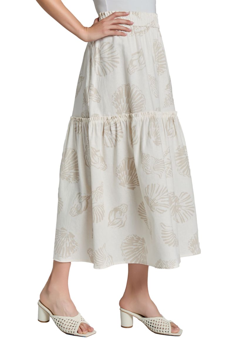 Petite Printed Linen Maxi Skirt