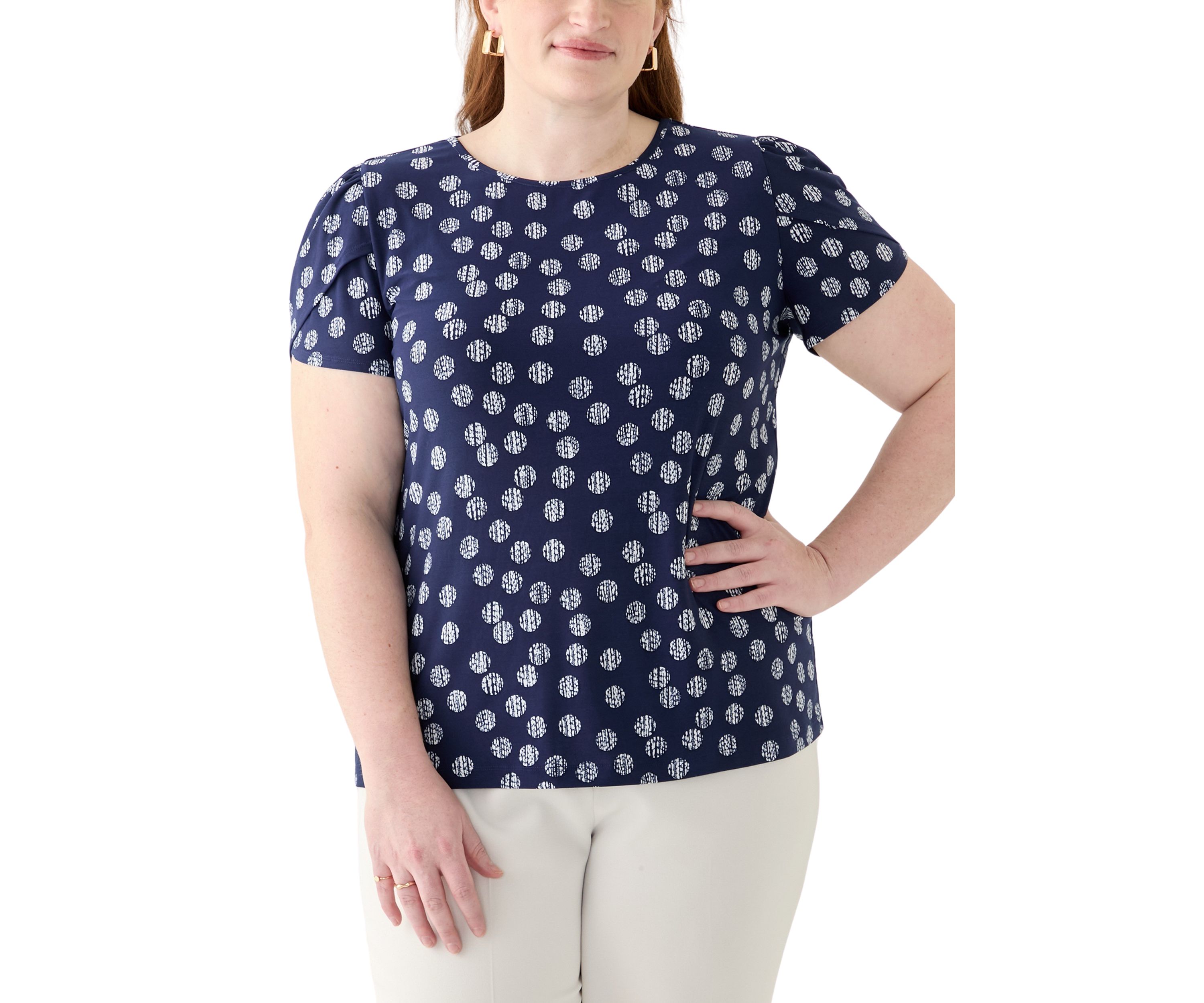 Plus Size Tulip Sleeve Printed Top 