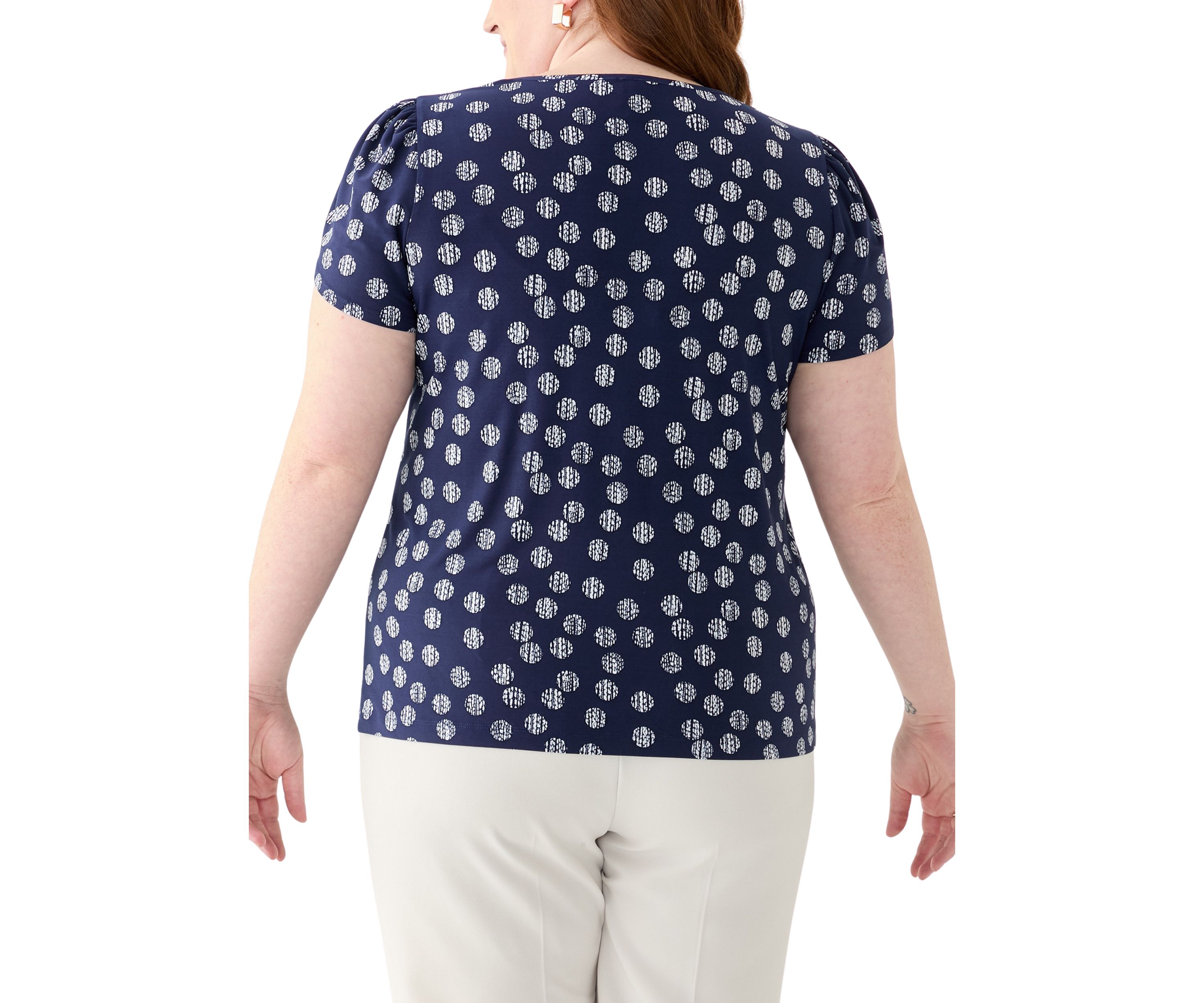 Plus Size Tulip Sleeve Printed Top 