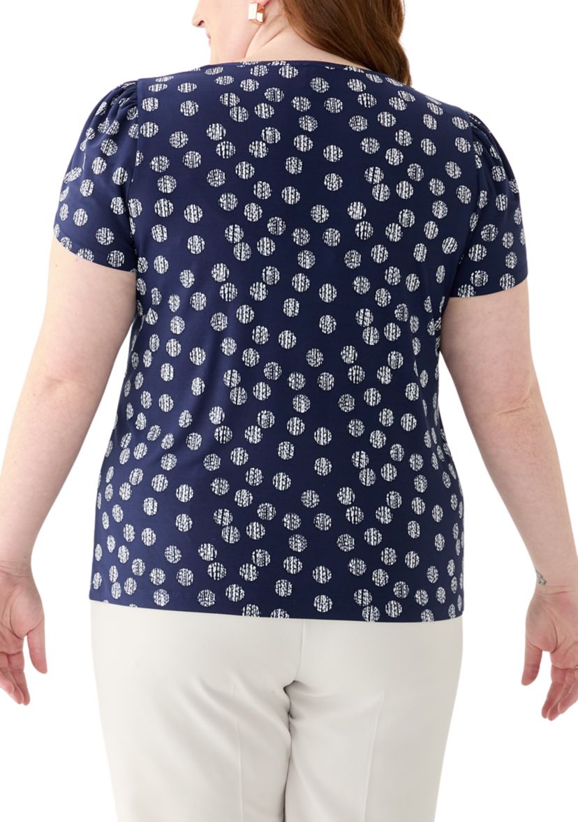 Plus Size Tulip Sleeve Printed Top 