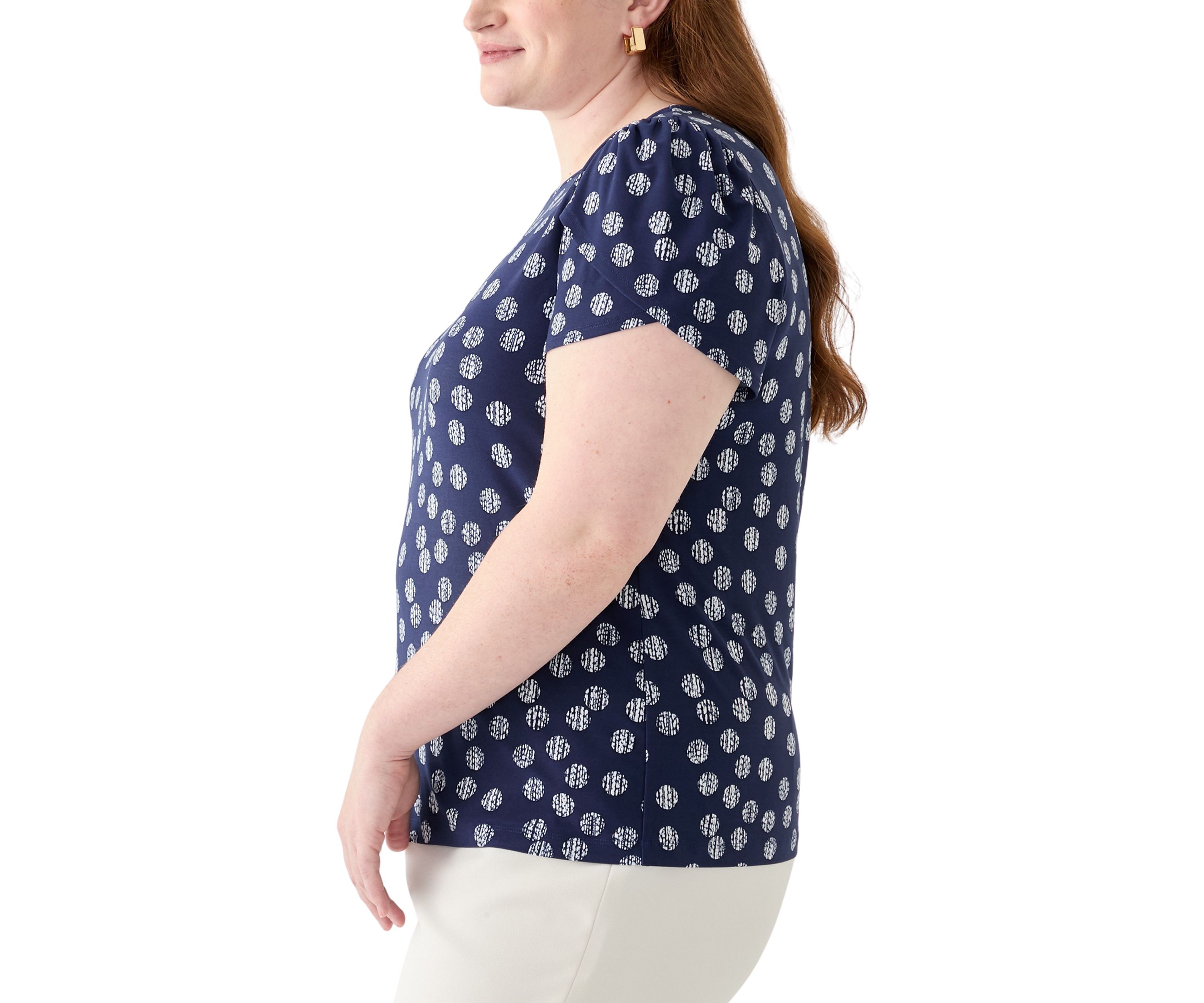 Plus Size Tulip Sleeve Printed Top 