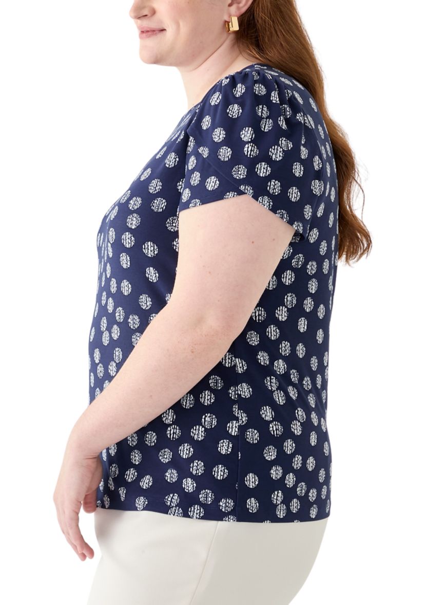 Plus Size Tulip Sleeve Printed Top 