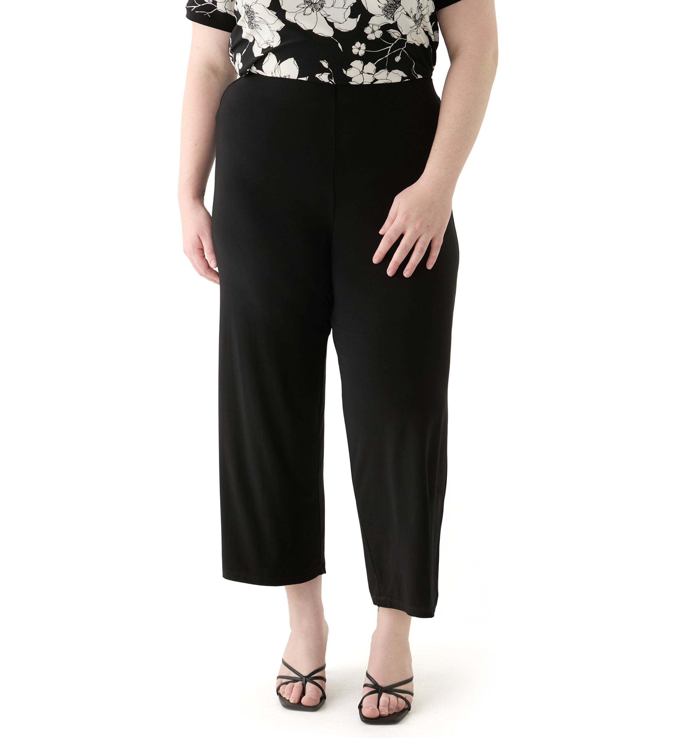 Petite Pull On Knit Wide Leg Cropped Pants
