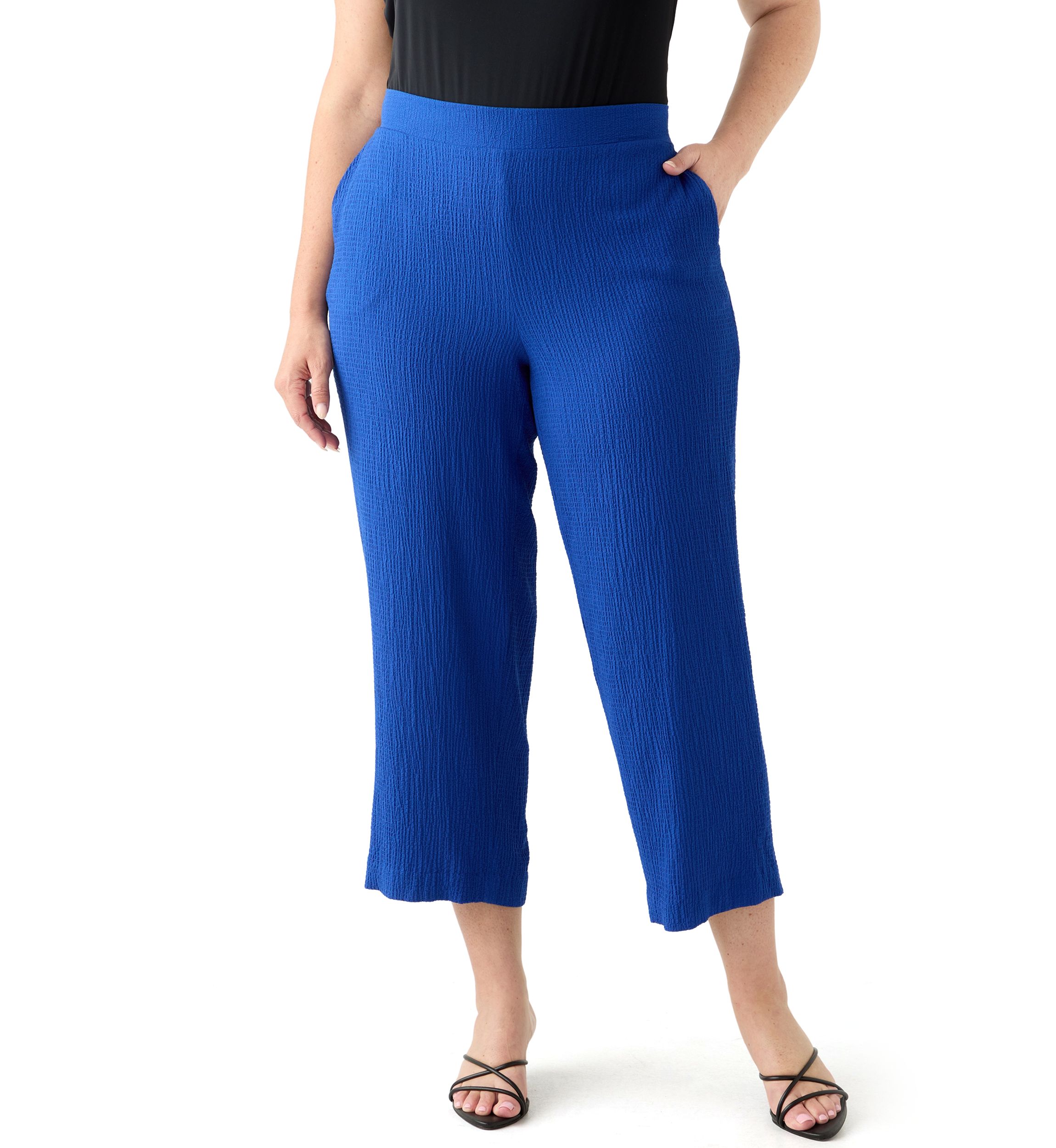 Womens Pull On Bubble Check Cropped Pants