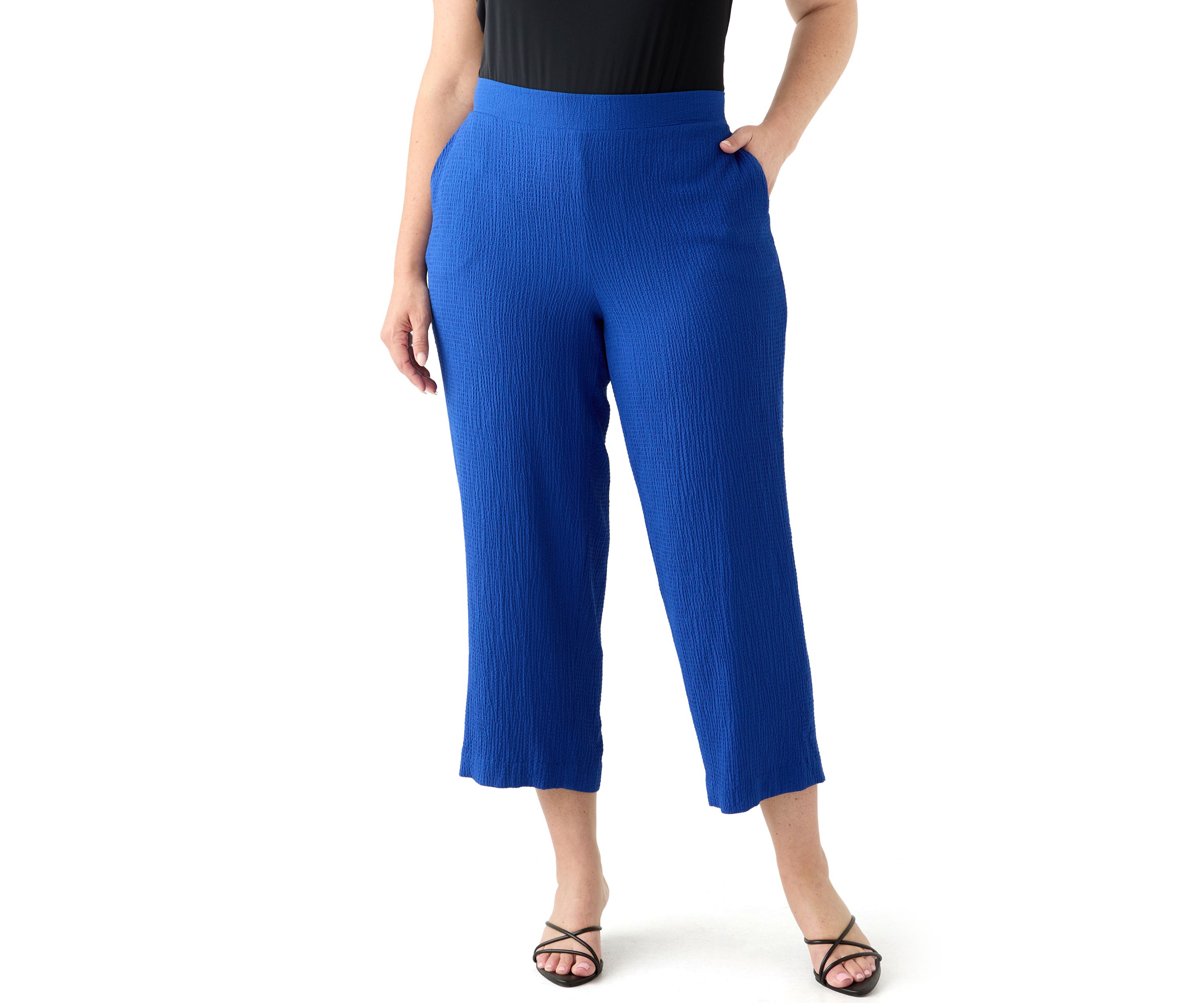 Womens Pull On Bubble Check Cropped Pants