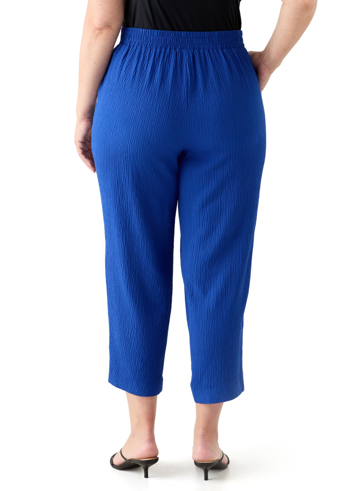 Womens Pull On Bubble Check Cropped Pants