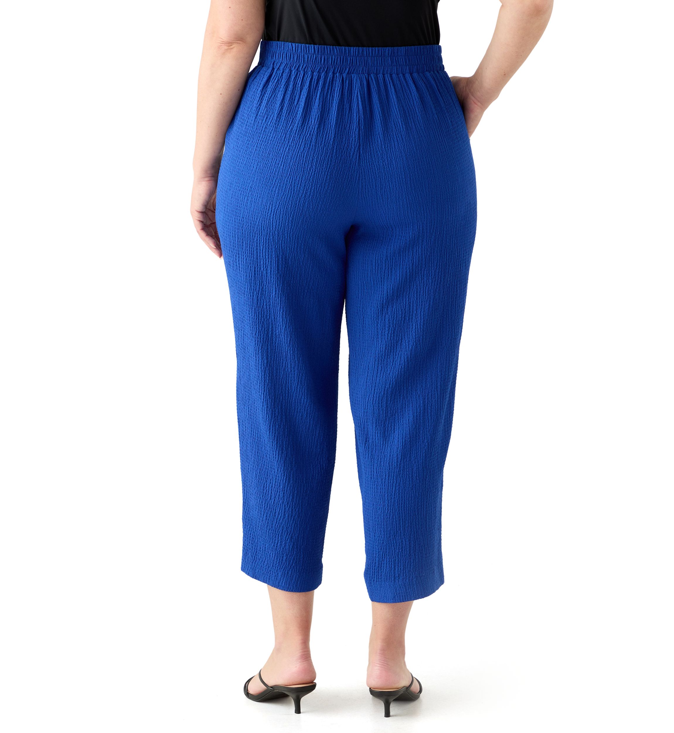 Womens Pull On Bubble Check Cropped Pants