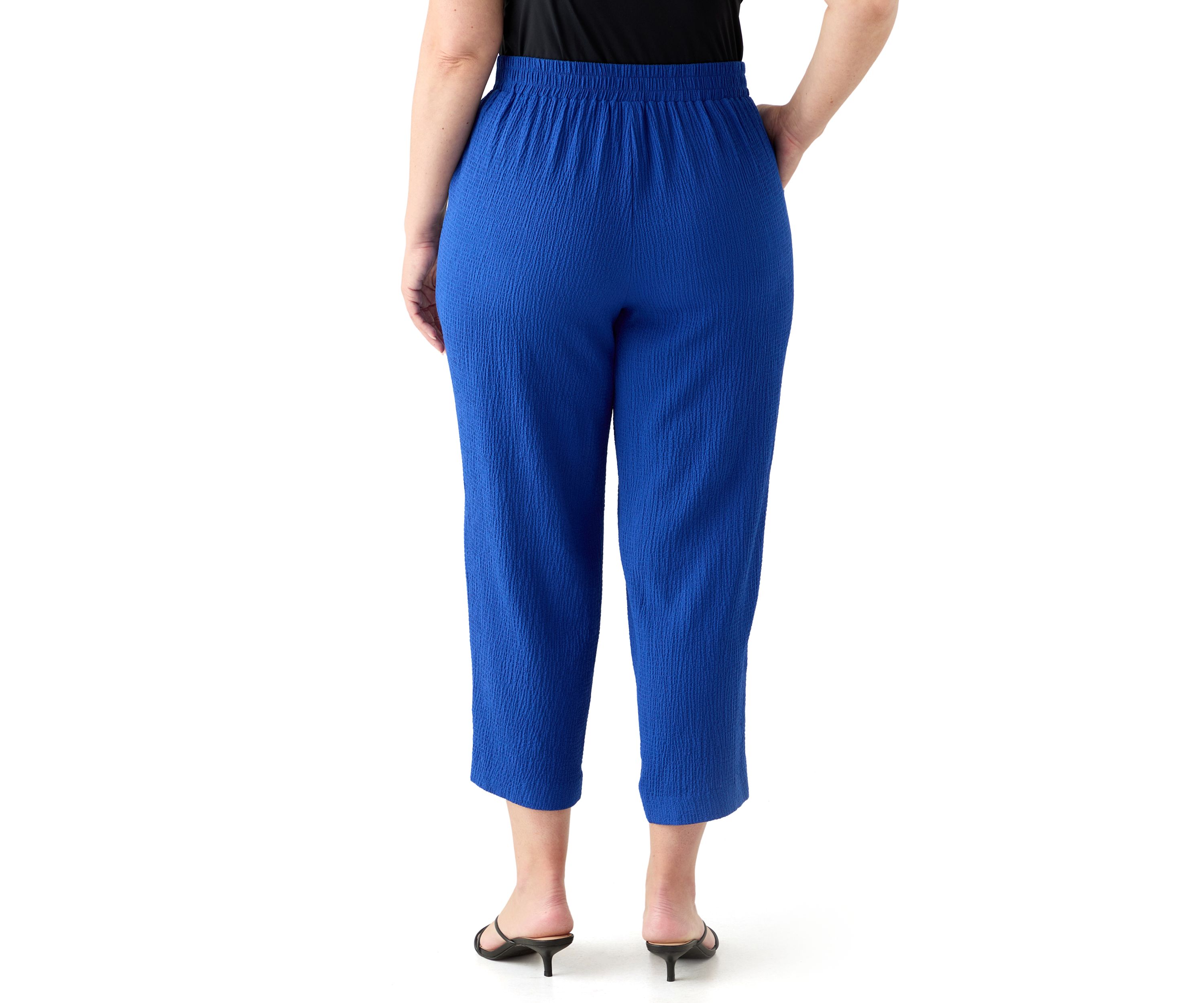 Womens Pull On Bubble Check Cropped Pants