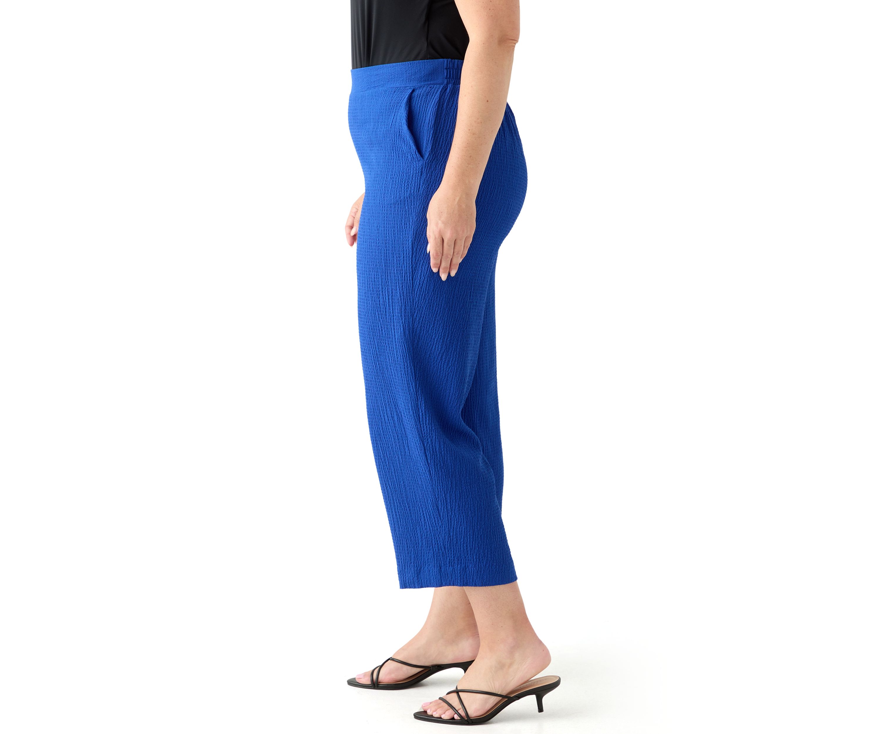 Womens Pull On Bubble Check Cropped Pants