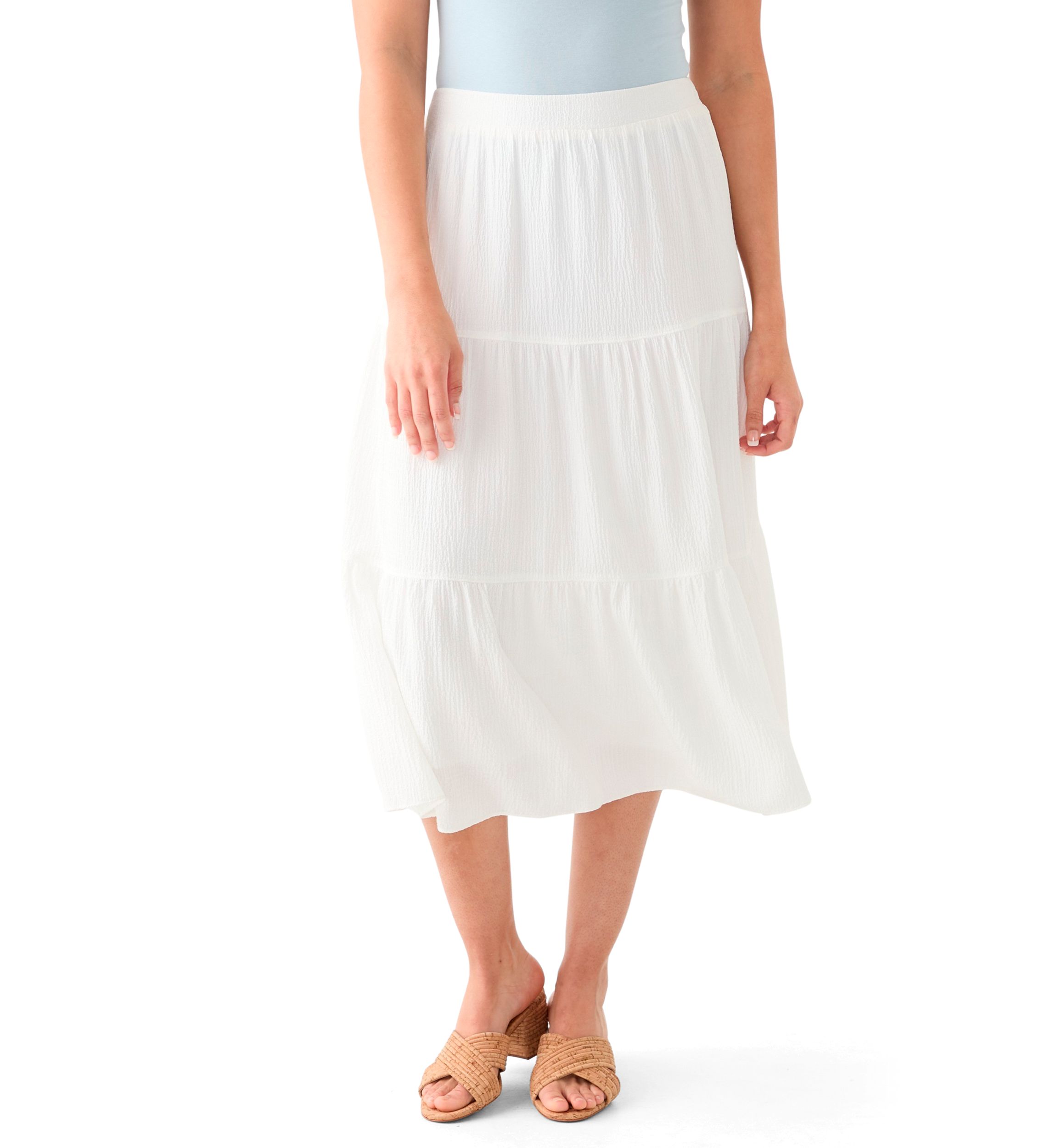 Womens Tiered Bubble Crepe Skirt 