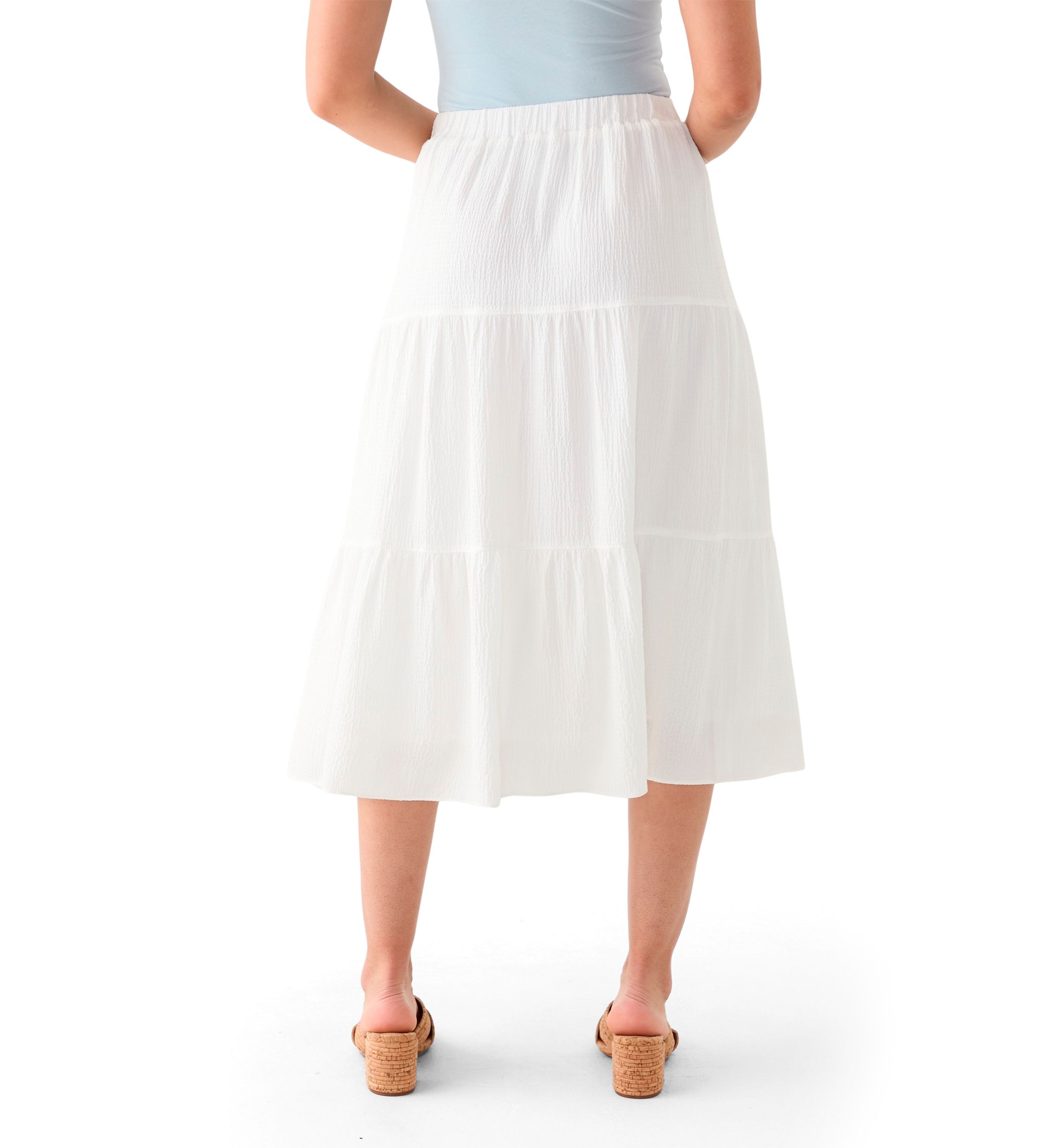 Womens Tiered Bubble Crepe Skirt 