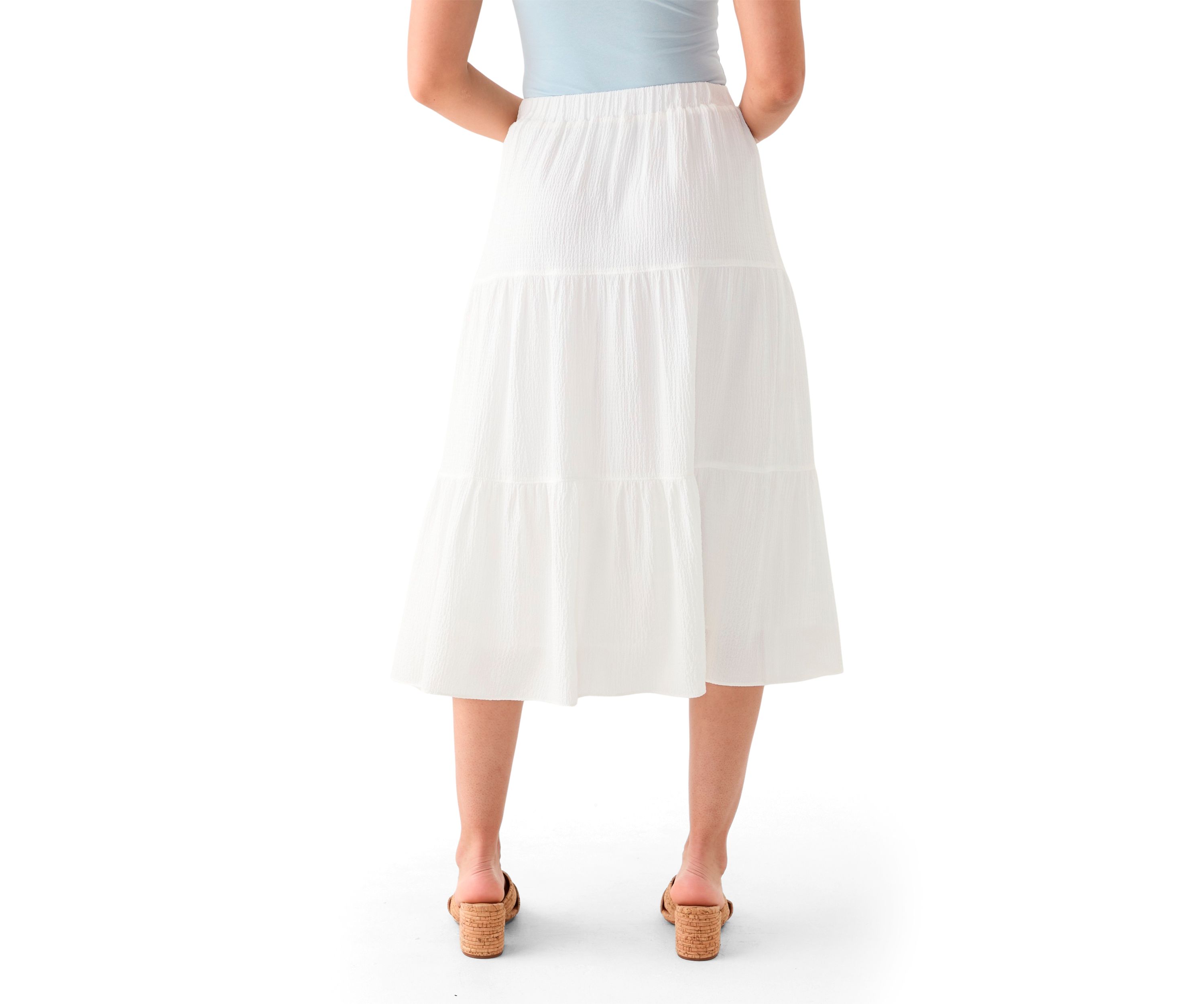 Womens Tiered Bubble Crepe Skirt 