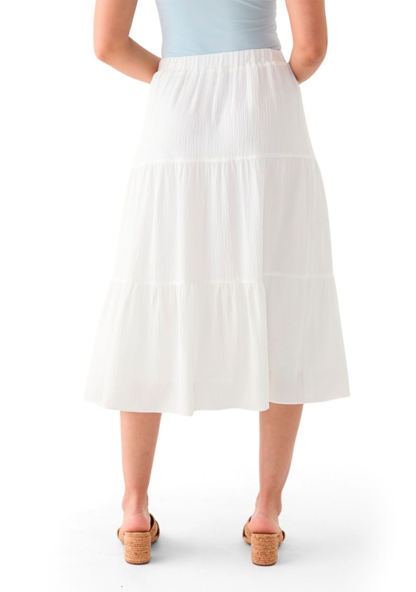 Womens Tiered Bubble Crepe Skirt 