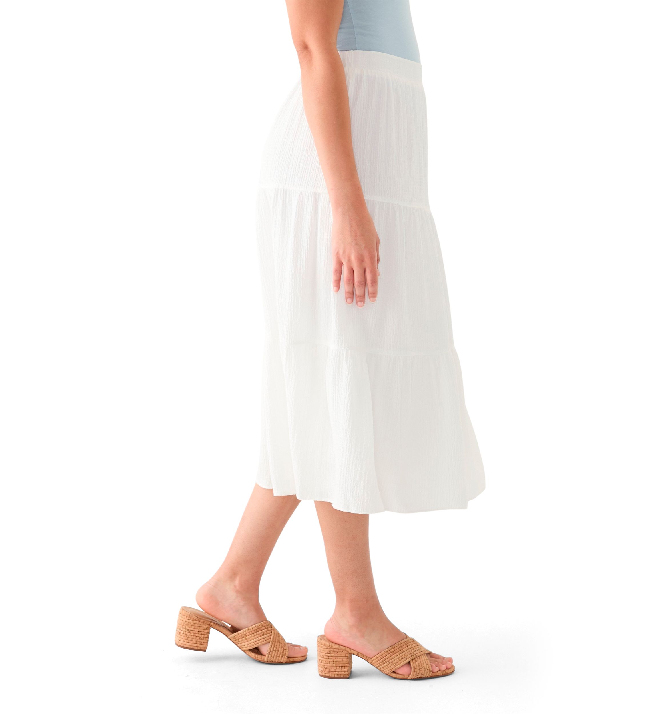 Womens Tiered Bubble Crepe Skirt 