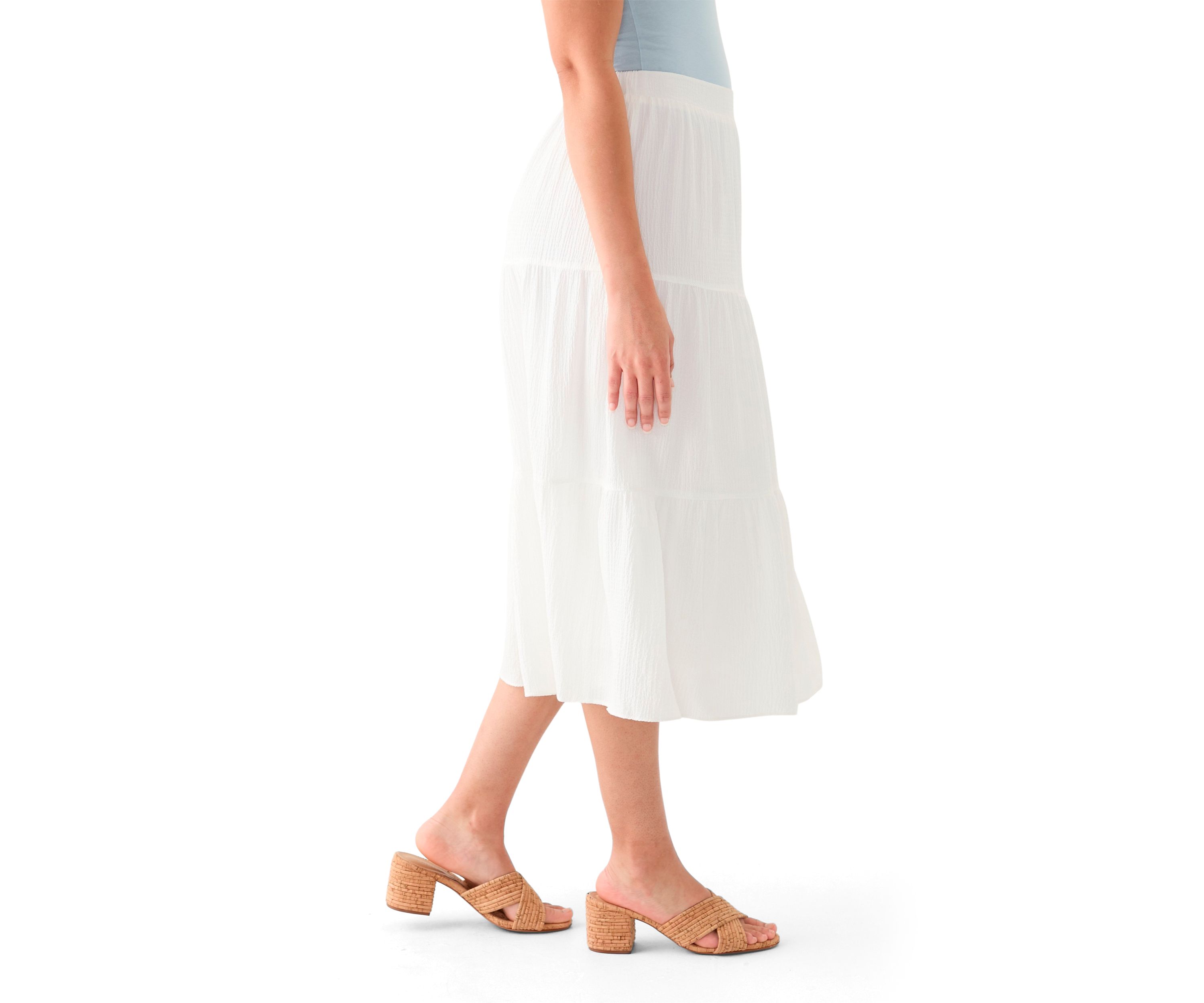 Womens Tiered Bubble Crepe Skirt 