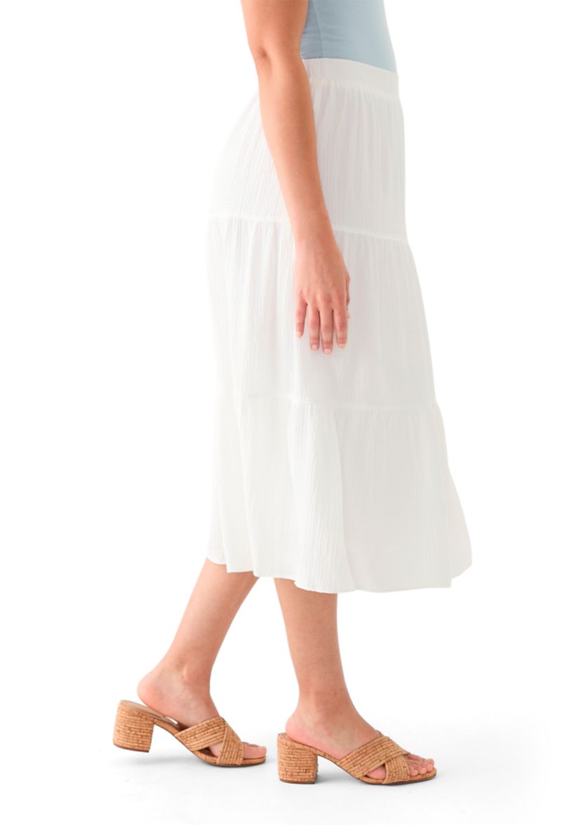 Womens Tiered Bubble Crepe Skirt 