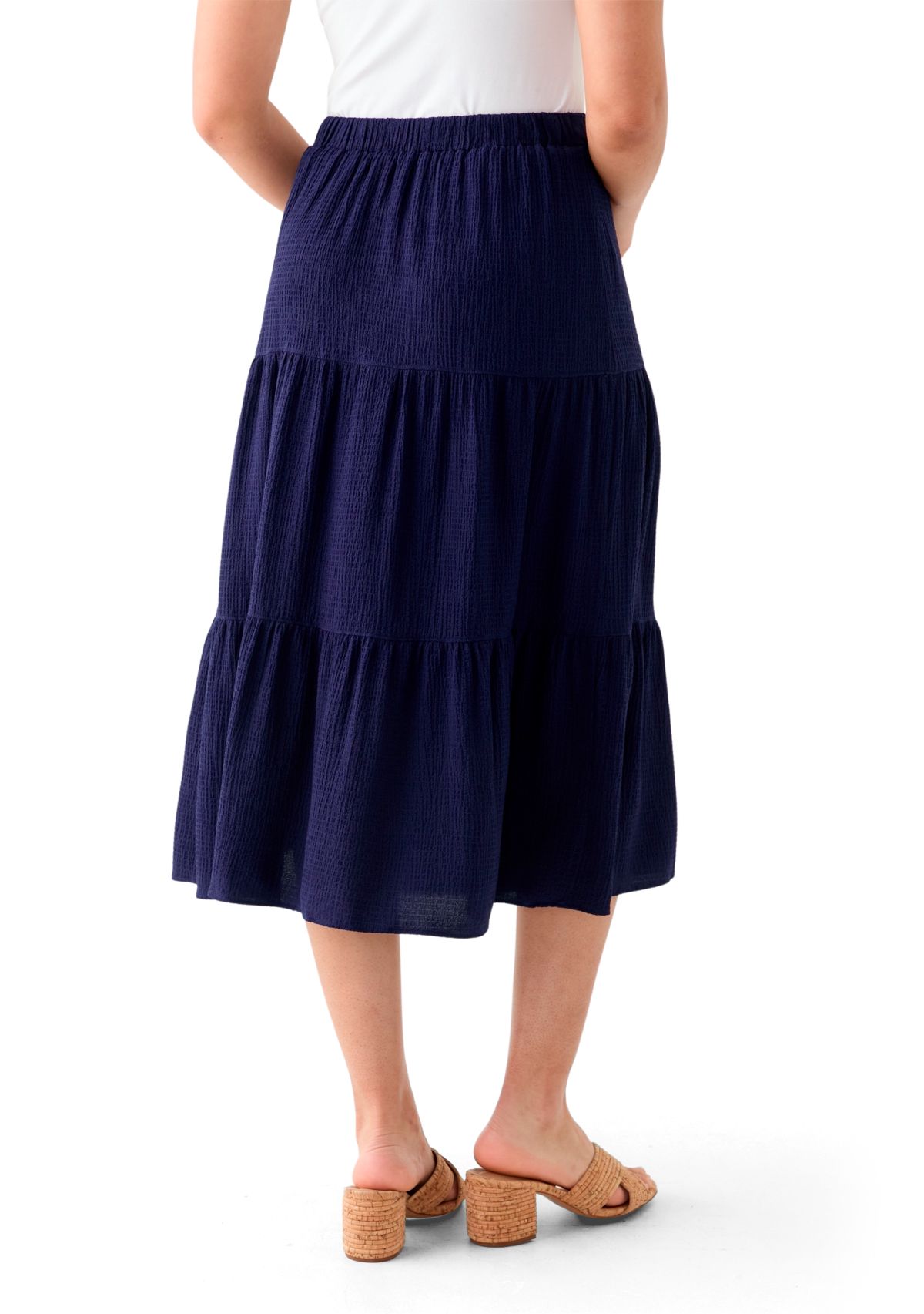 Womens Tiered Bubble Crepe Skirt 