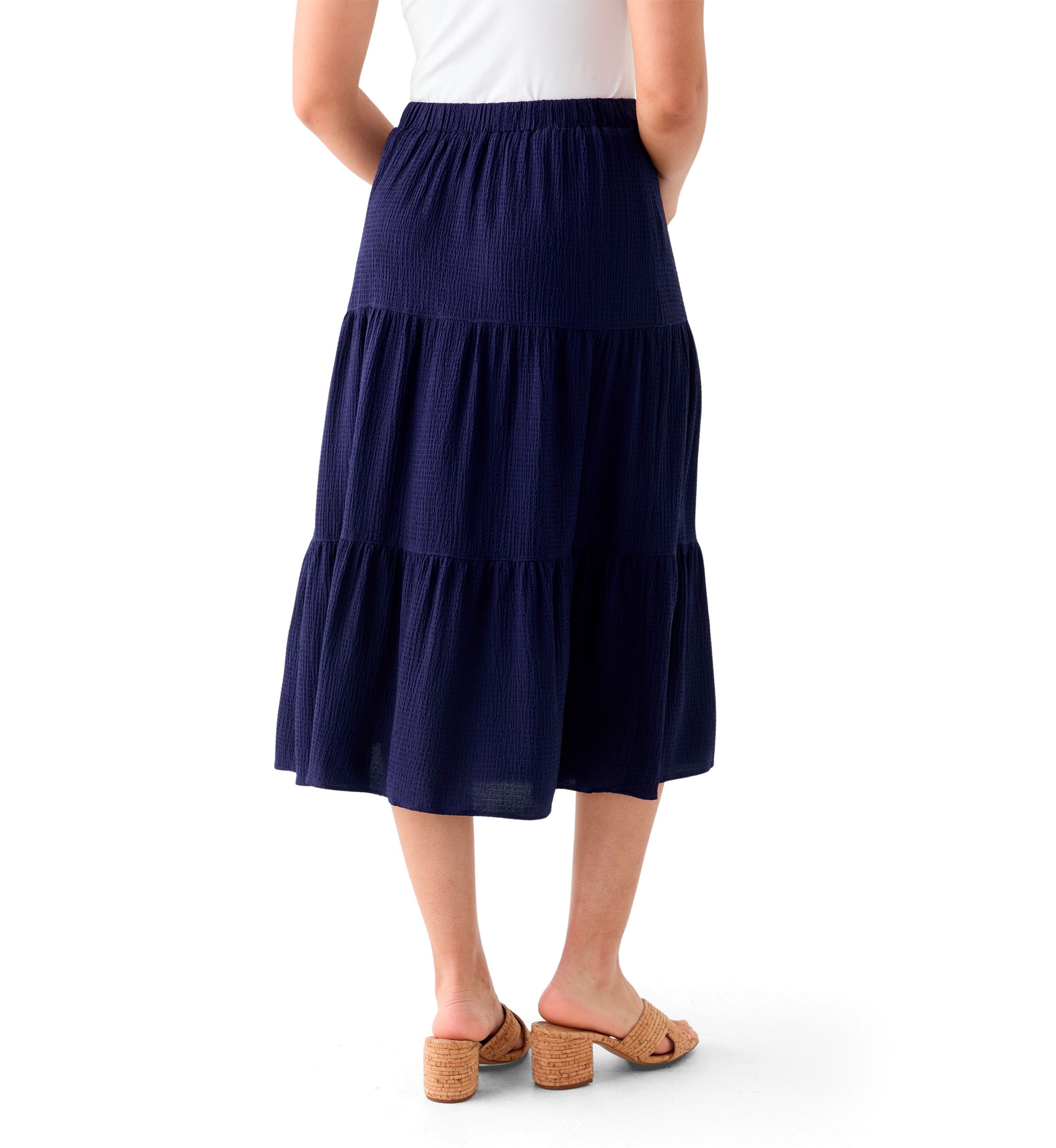 Womens Tiered Bubble Crepe Skirt 
