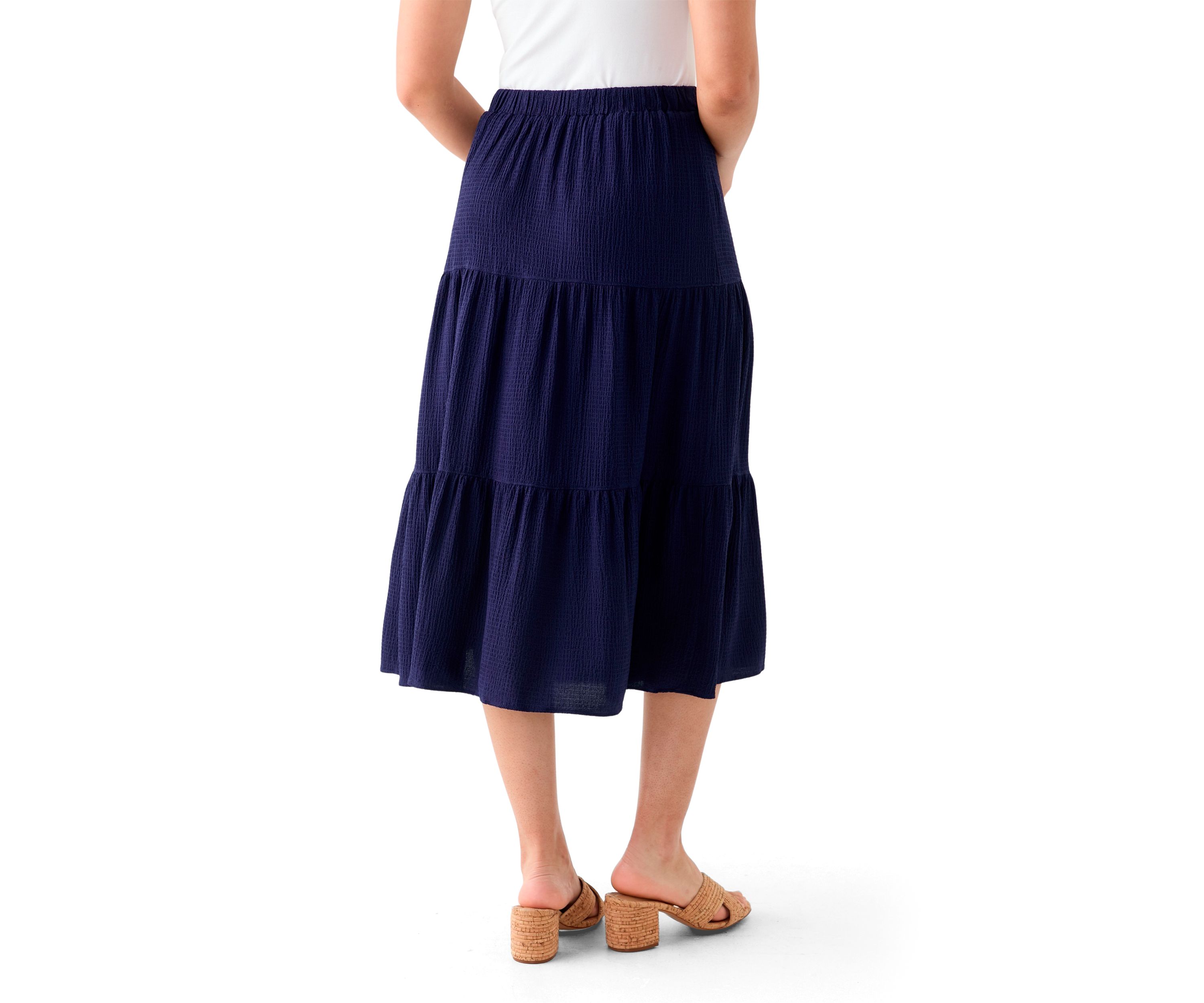 Womens Tiered Bubble Crepe Skirt 