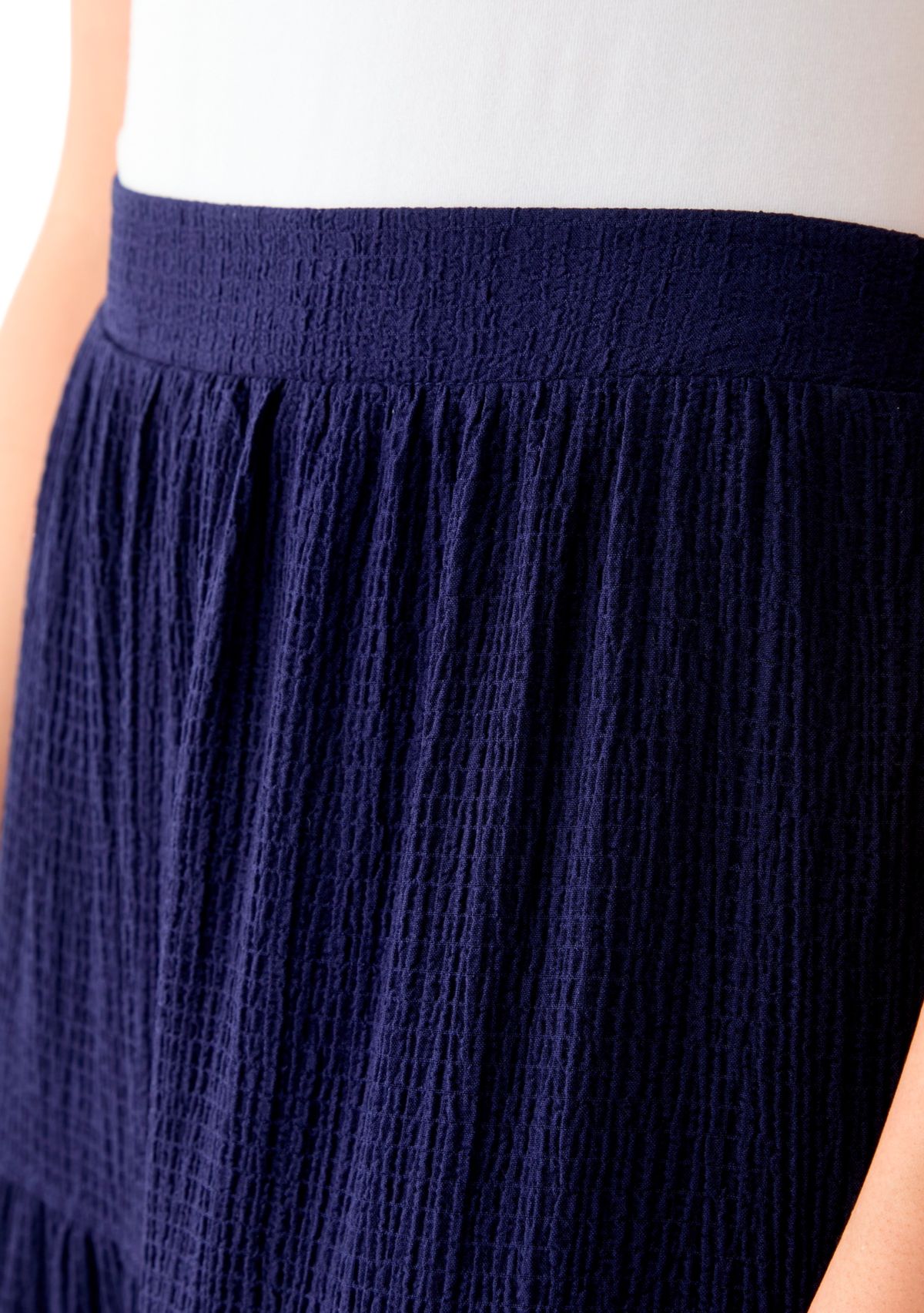 Womens Tiered Bubble Crepe Skirt 