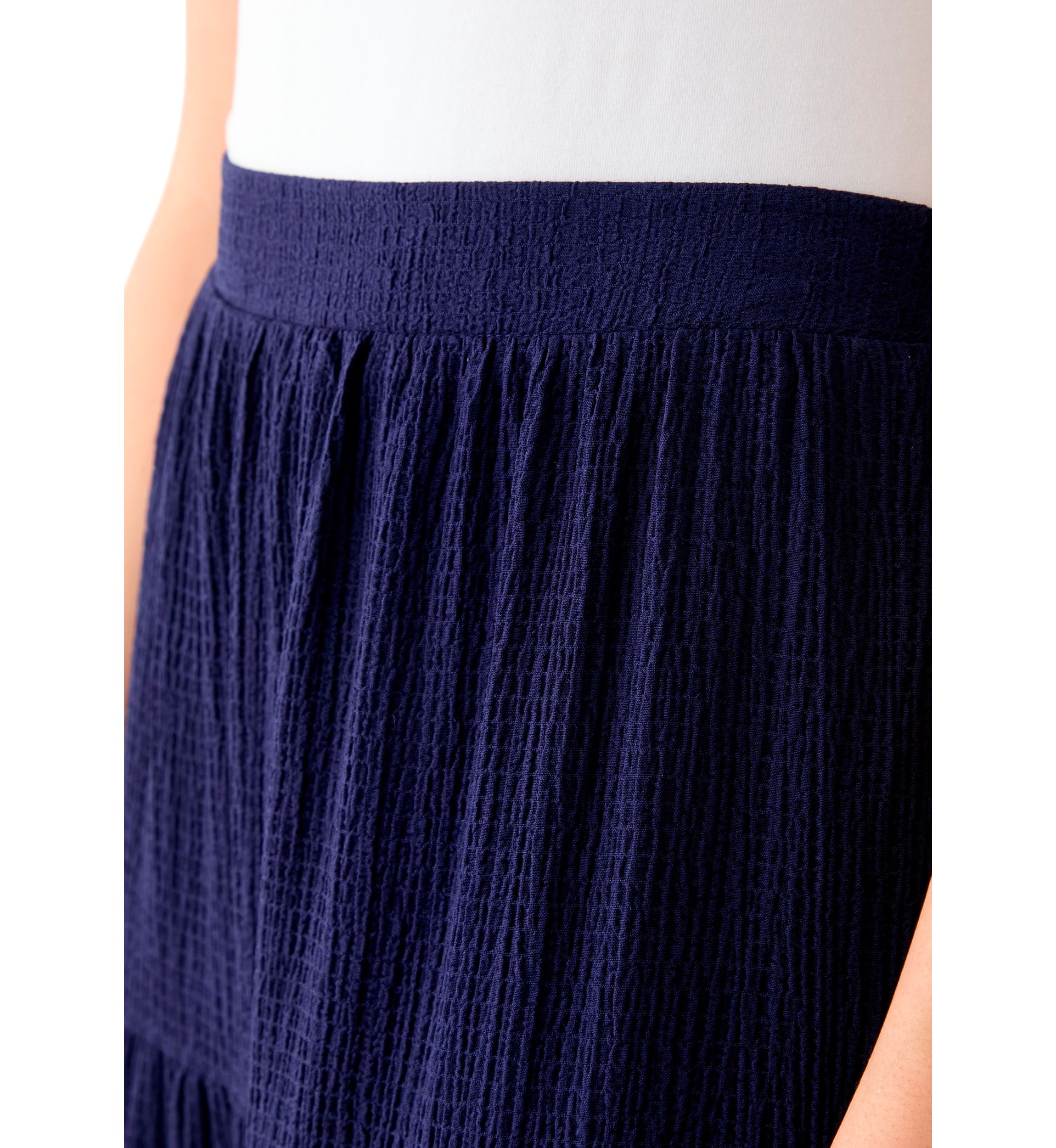 Womens Tiered Bubble Crepe Skirt 