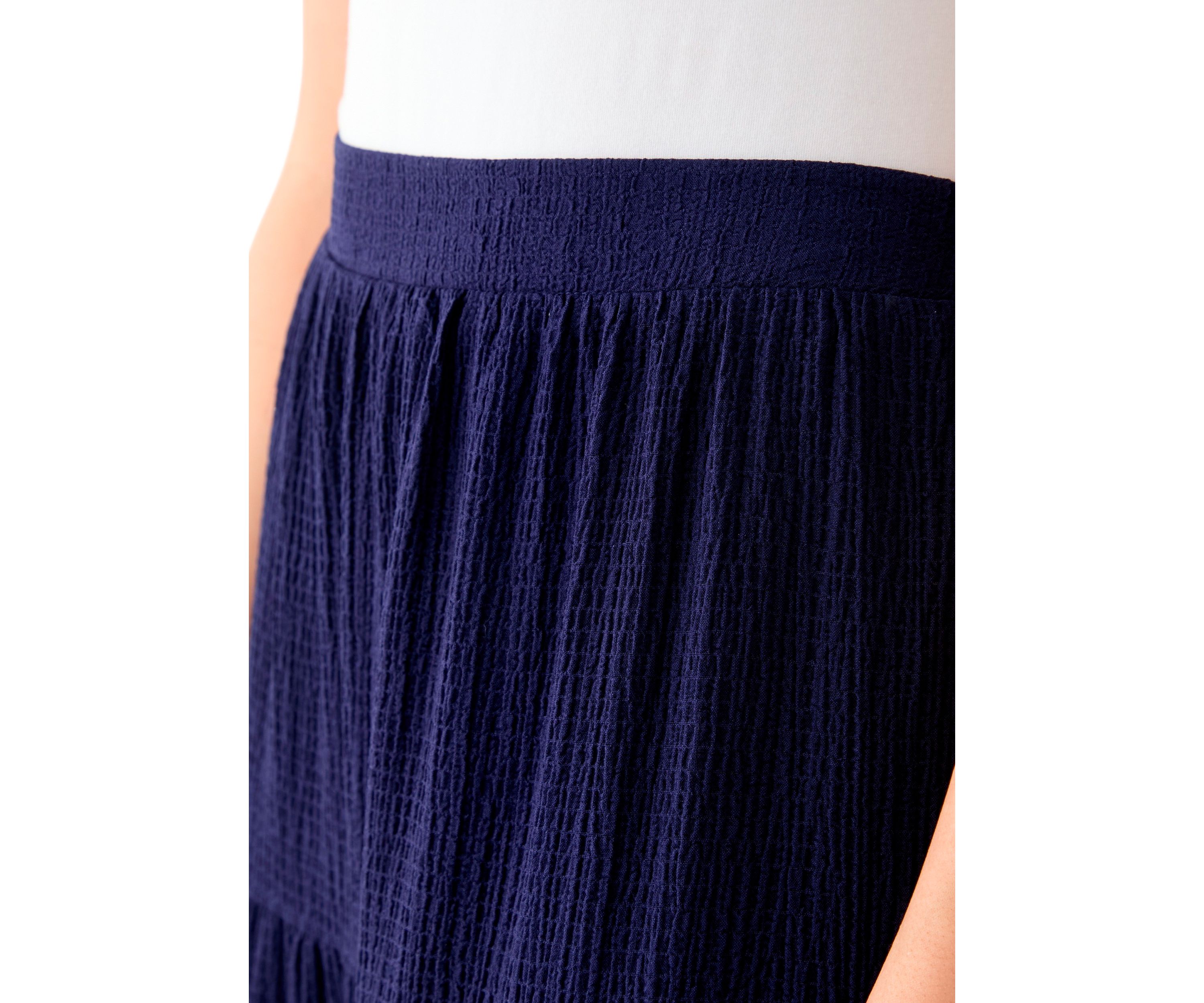 Womens Tiered Bubble Crepe Skirt 