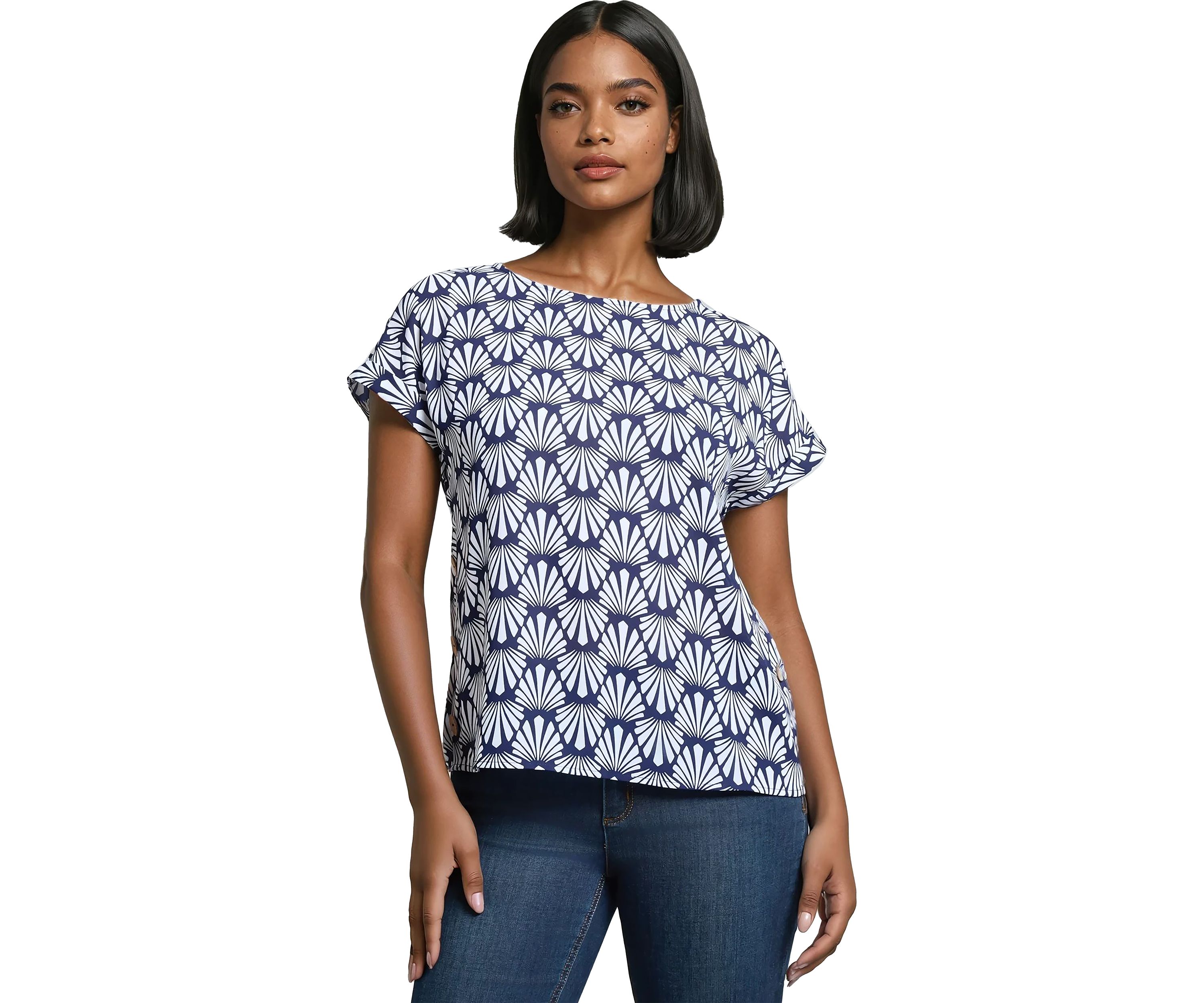 Petite Short Sleeve Button Detail Blouse 