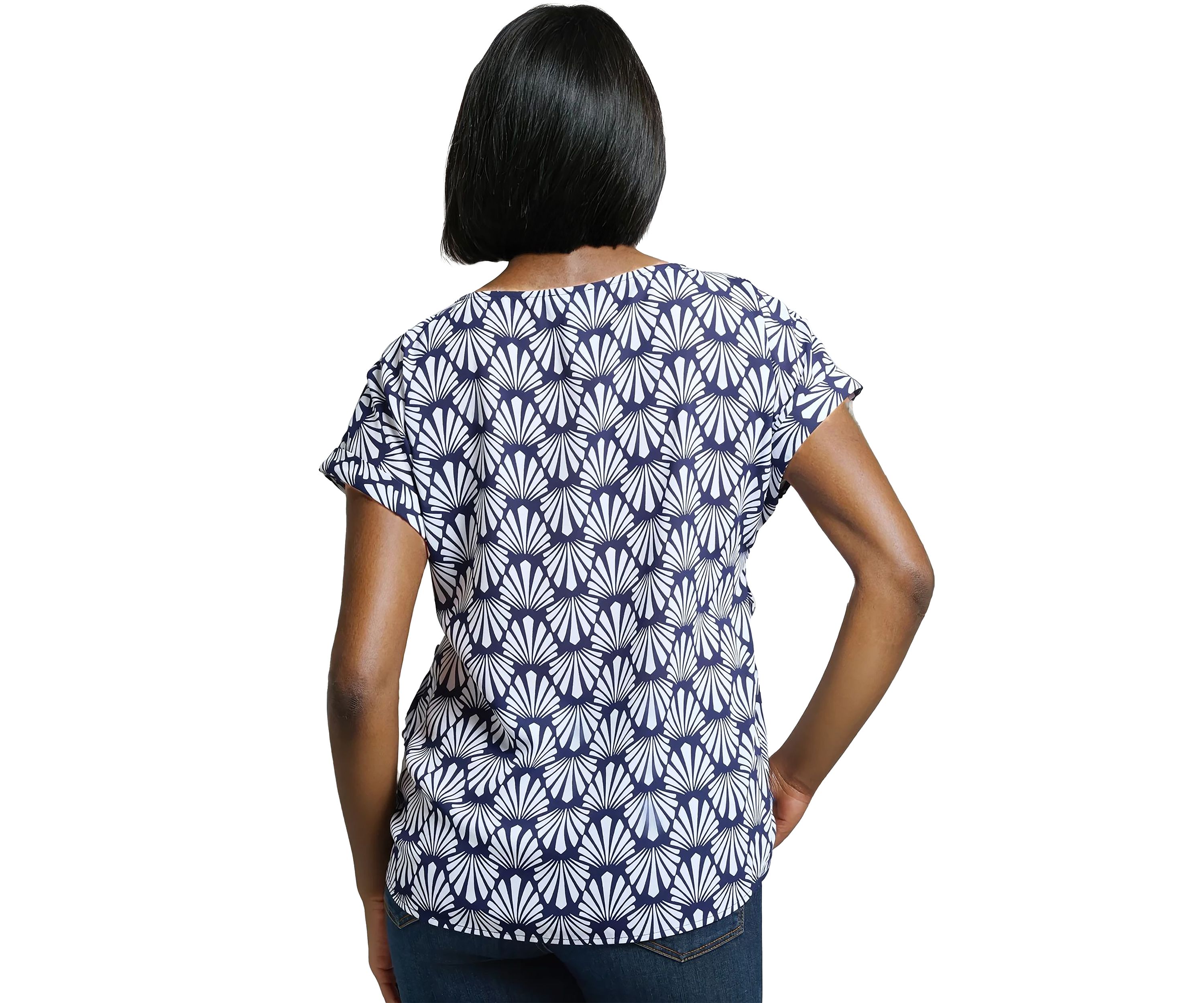Petite Short Sleeve Button Detail Blouse 