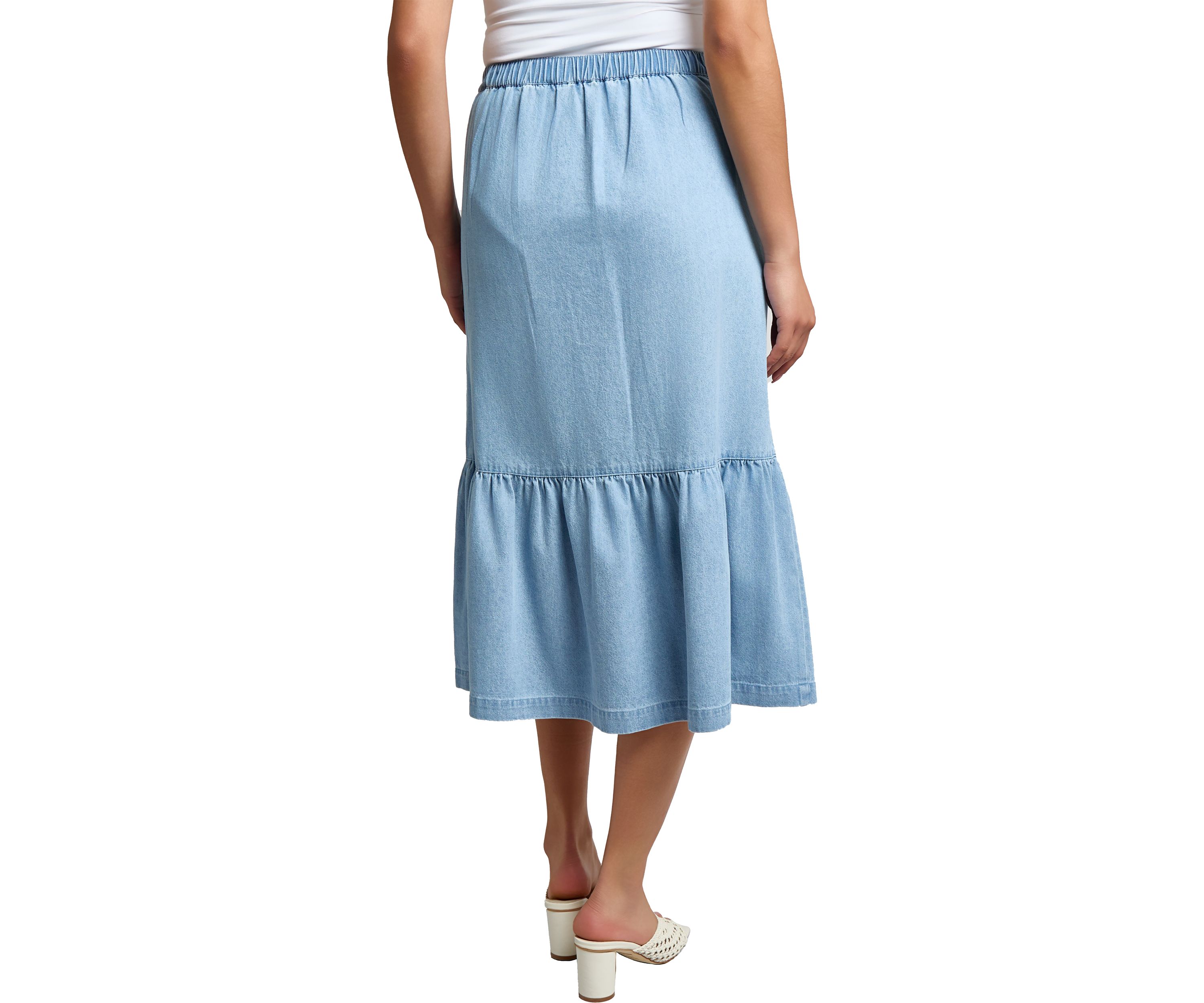 Petite Tiered Button Up Skirt 