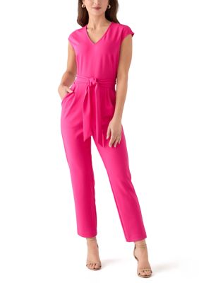AK Anne Klein Women's V-Neck Extended Shoulder Jumpsuit