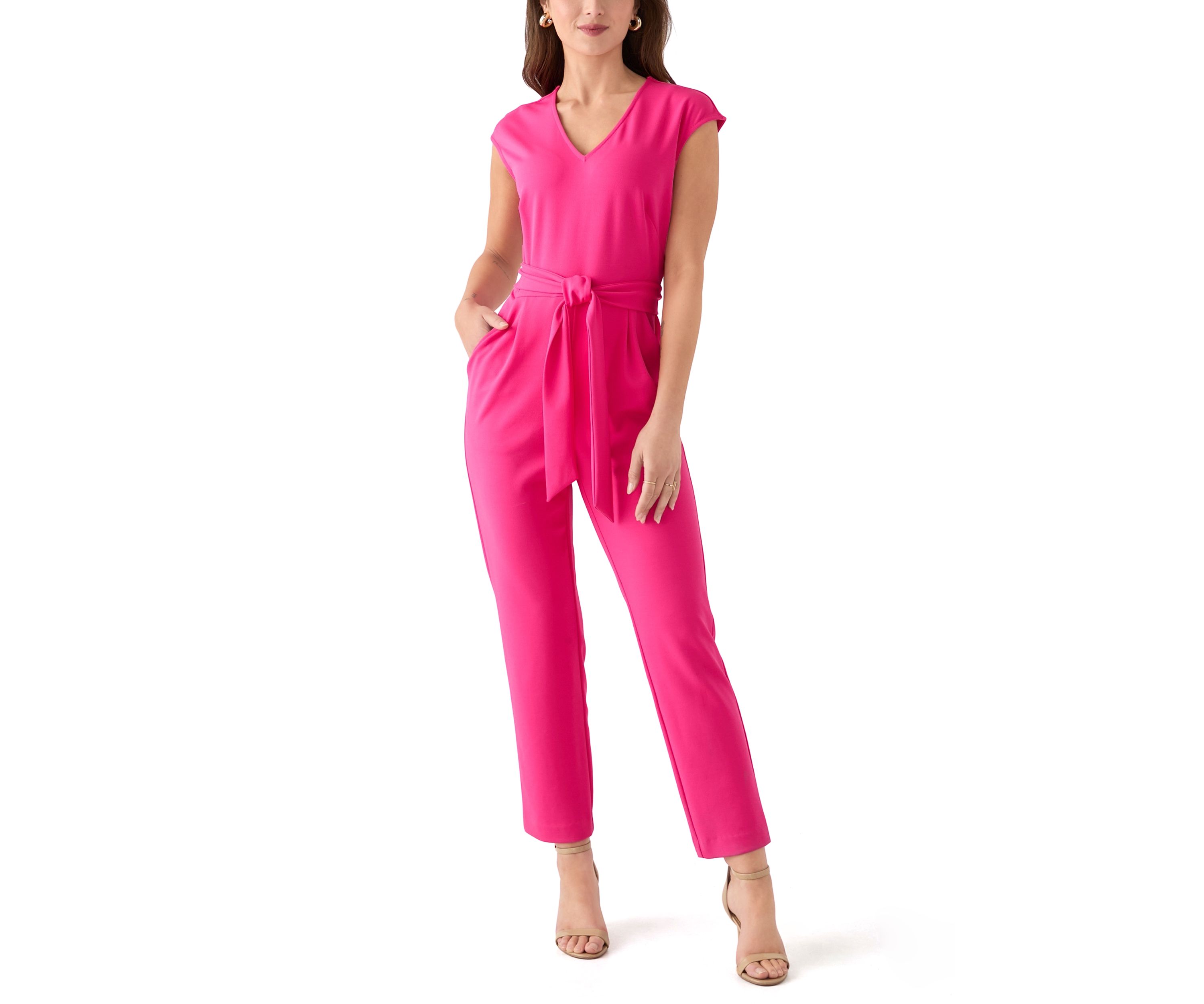 Womens V-Neck Extended Shoulder Jumpsuit