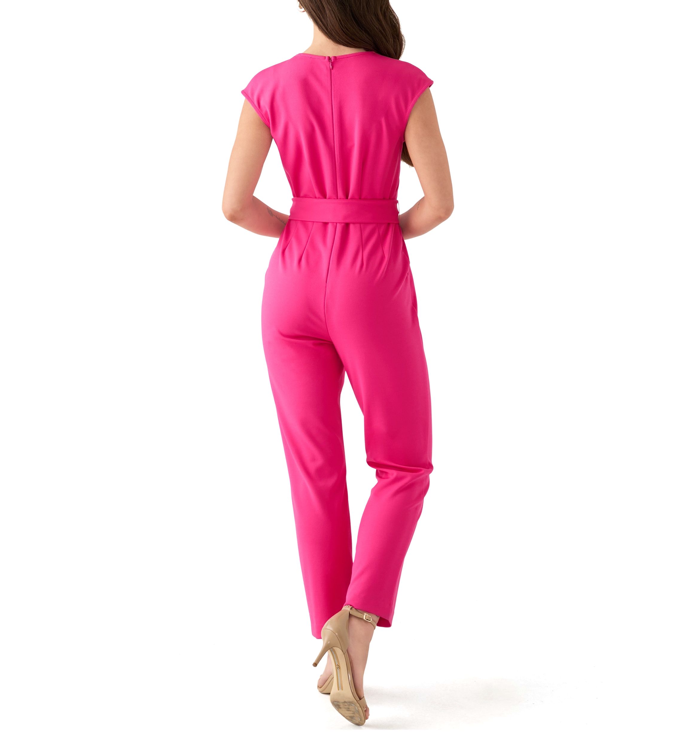Womens V-Neck Extended Shoulder Jumpsuit