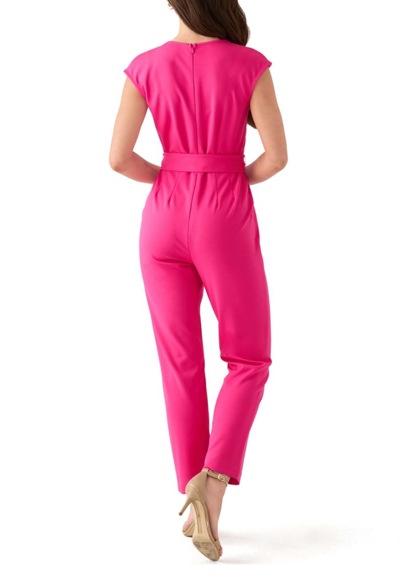 Womens V-Neck Extended Shoulder Jumpsuit