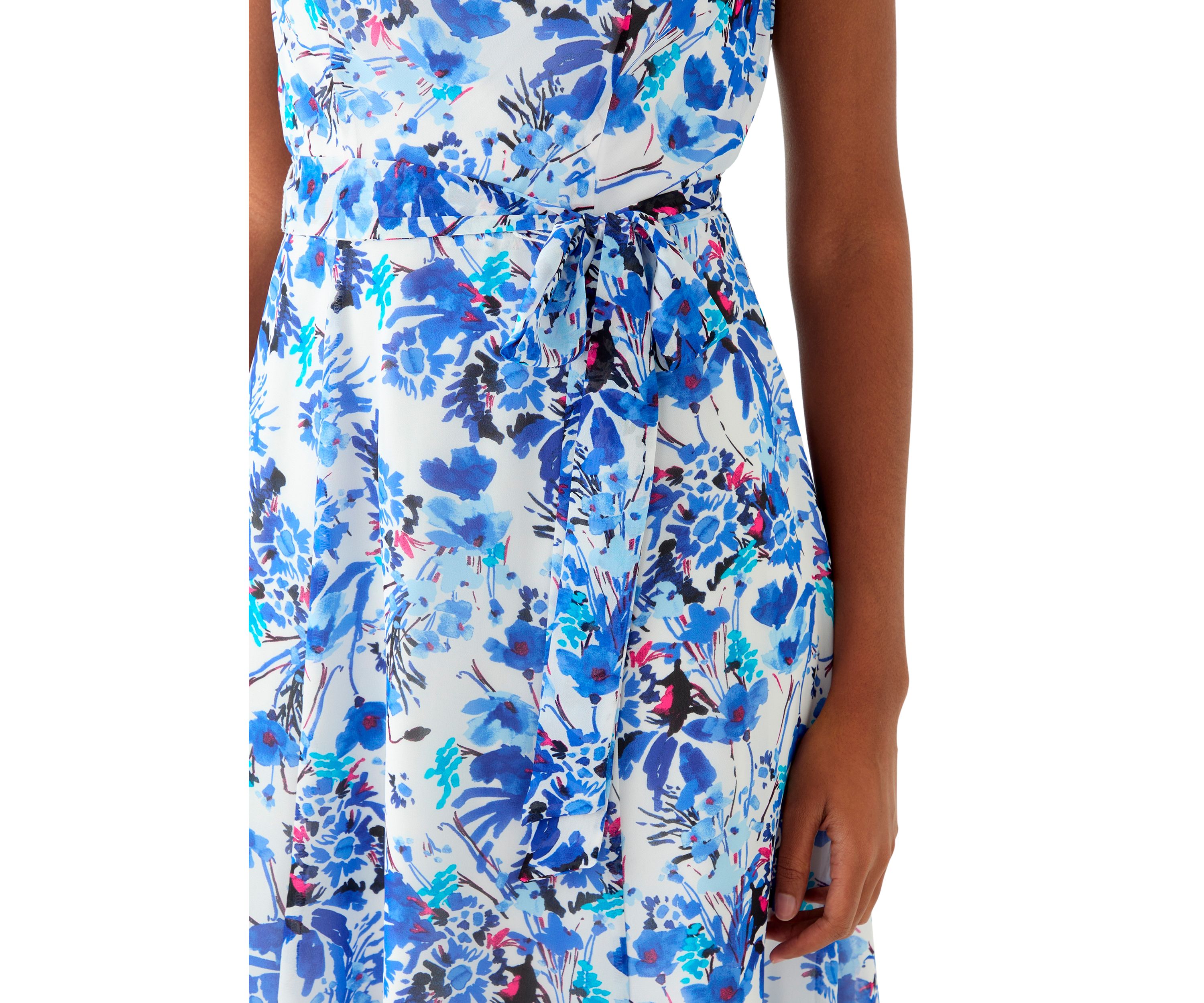 Womens Printed Cowl Neck Midi Dress