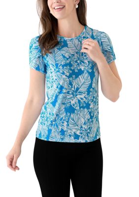 AK Anne Klein Women's Tulip Sleeve Floral Top