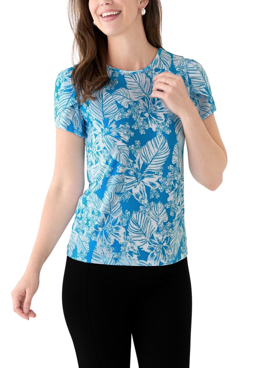 Womens Tulip Sleeve Floral Top 