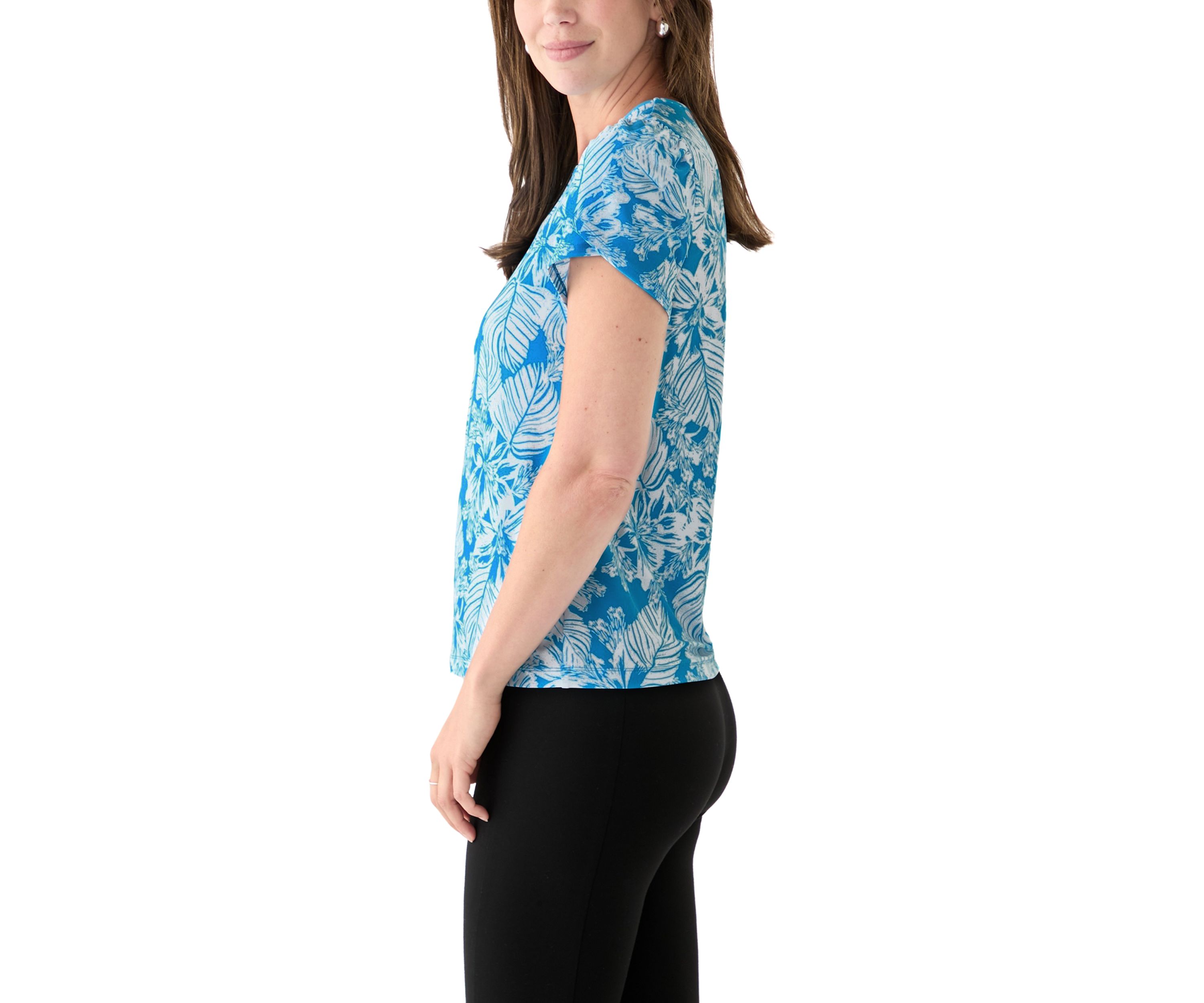 Womens Tulip Sleeve Floral Top 