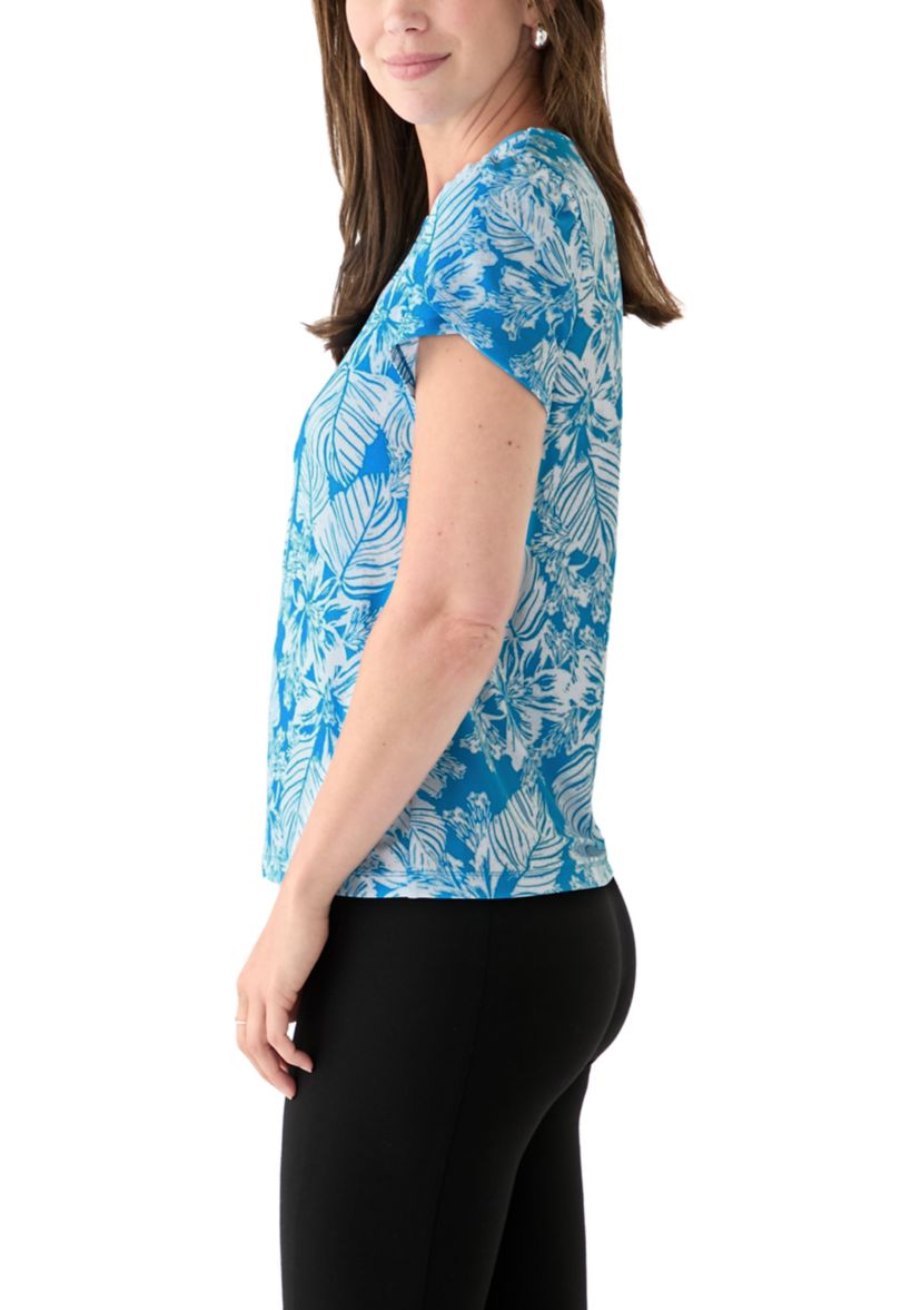 Womens Tulip Sleeve Floral Top 