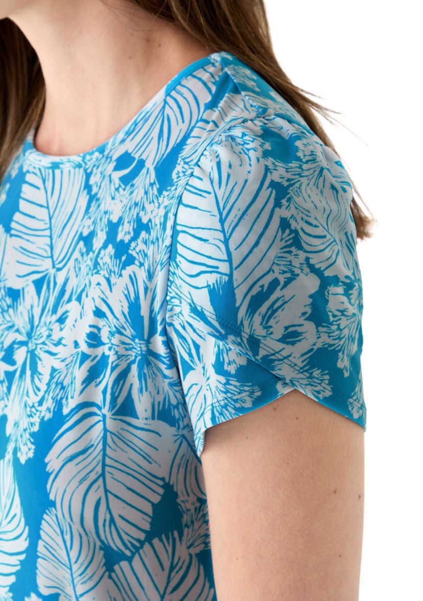 Womens Tulip Sleeve Floral Top 