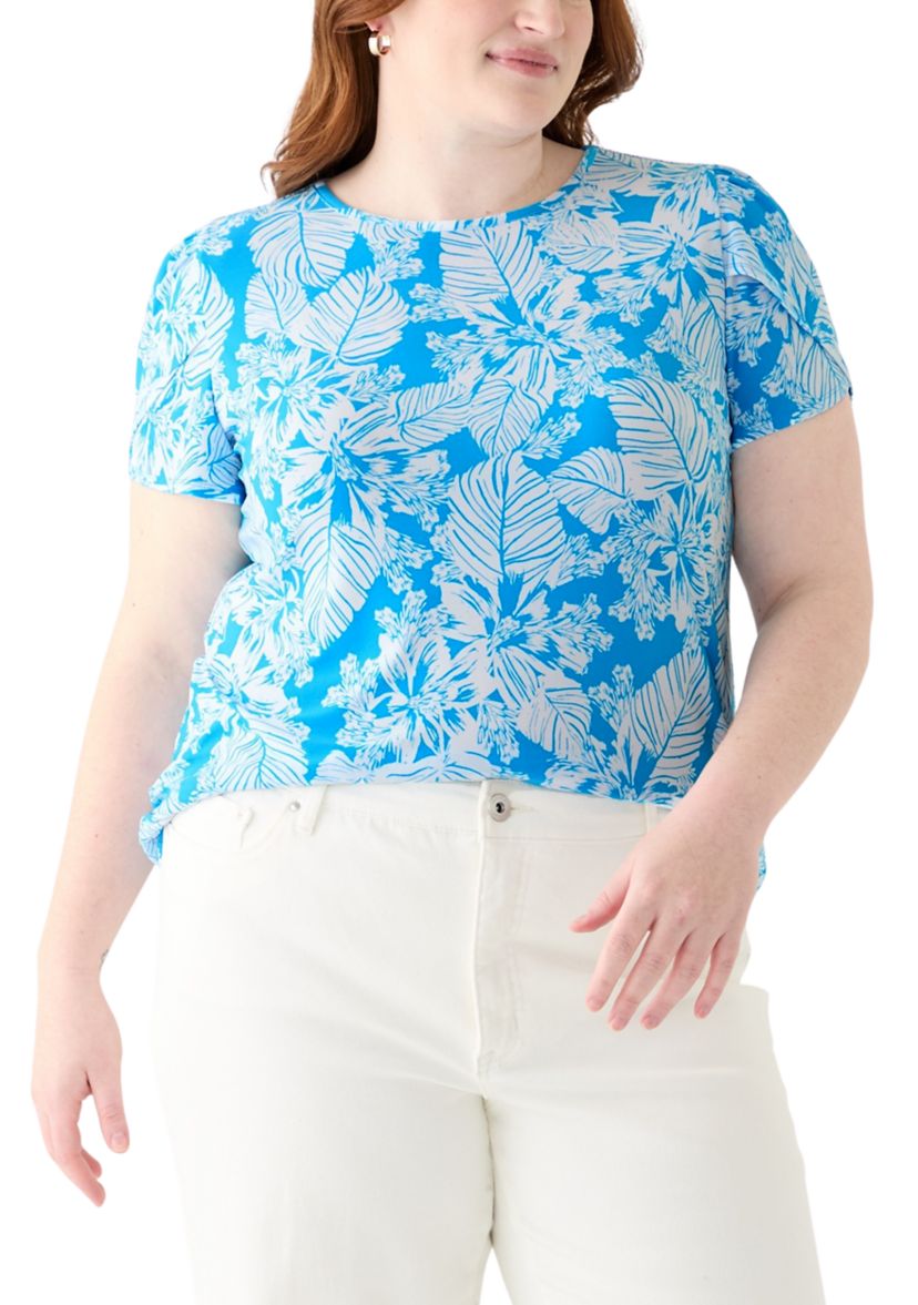 Plus Size Tulip Sleeve Printed Top 