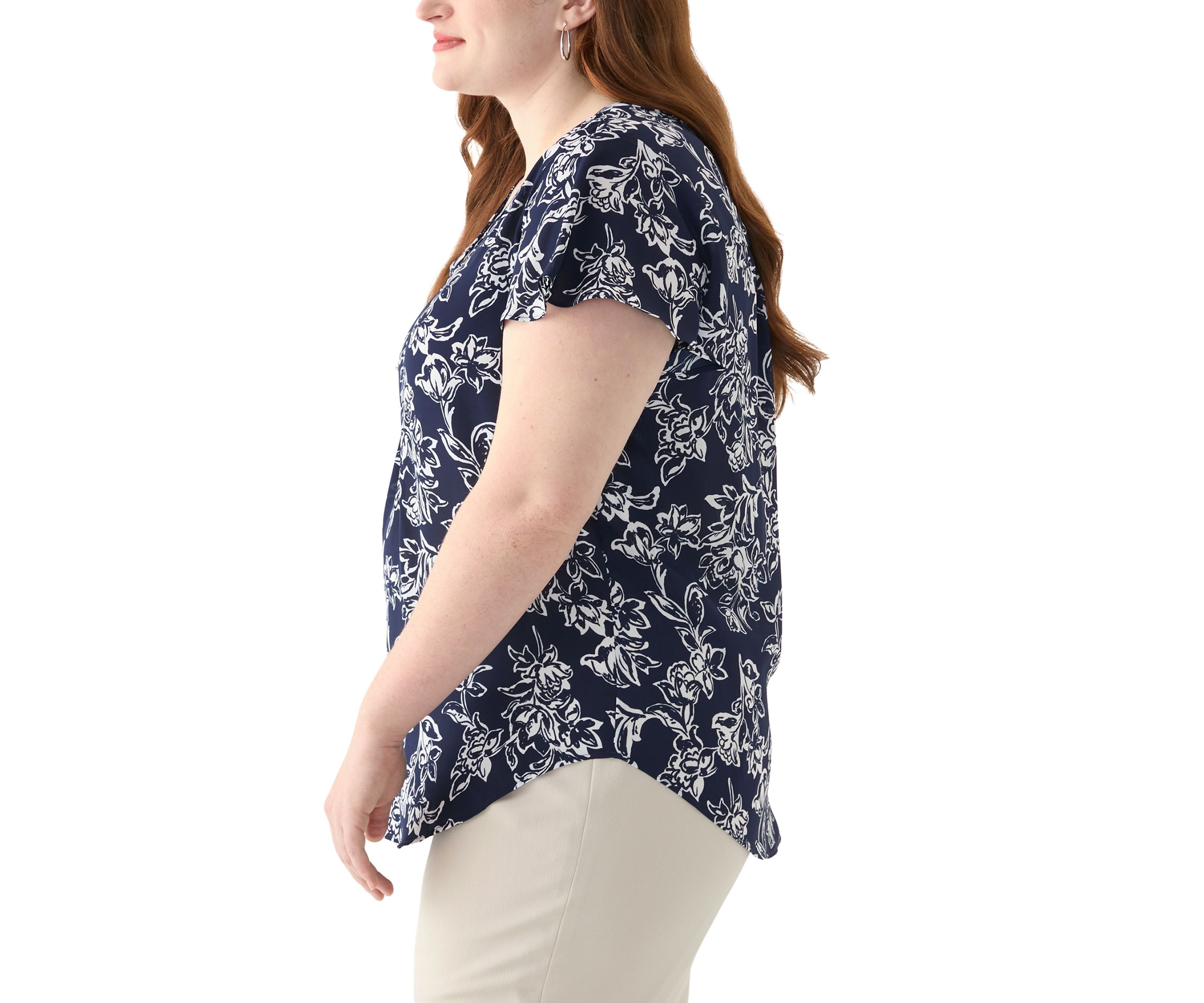 Plus Size Flutter Sleeve Blouse