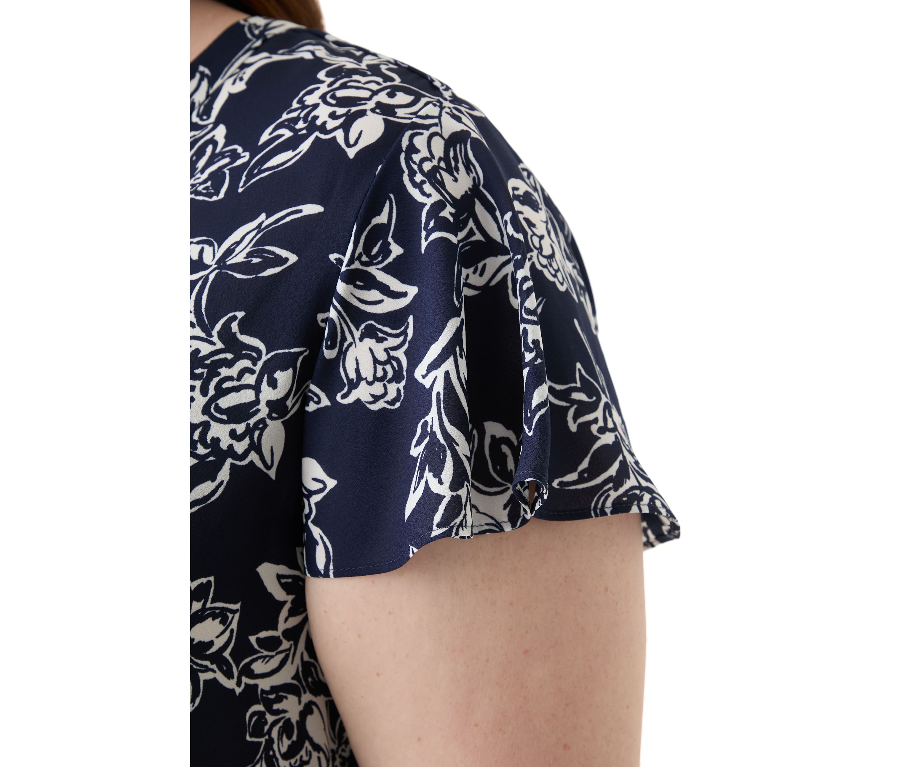 Plus Size Flutter Sleeve Blouse
