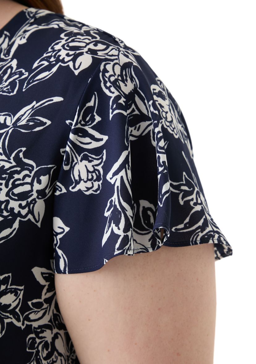 Plus Size Flutter Sleeve Blouse