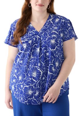 AK Anne Klein Women's Plus Size Flutter Sleeve Blouse, 3X